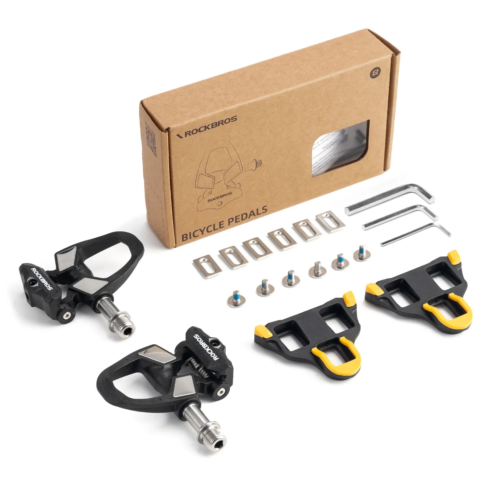 ROCKBROS Carbon Fiber Road Bike Pedals with Titanium Axle and SPD Clipless Design