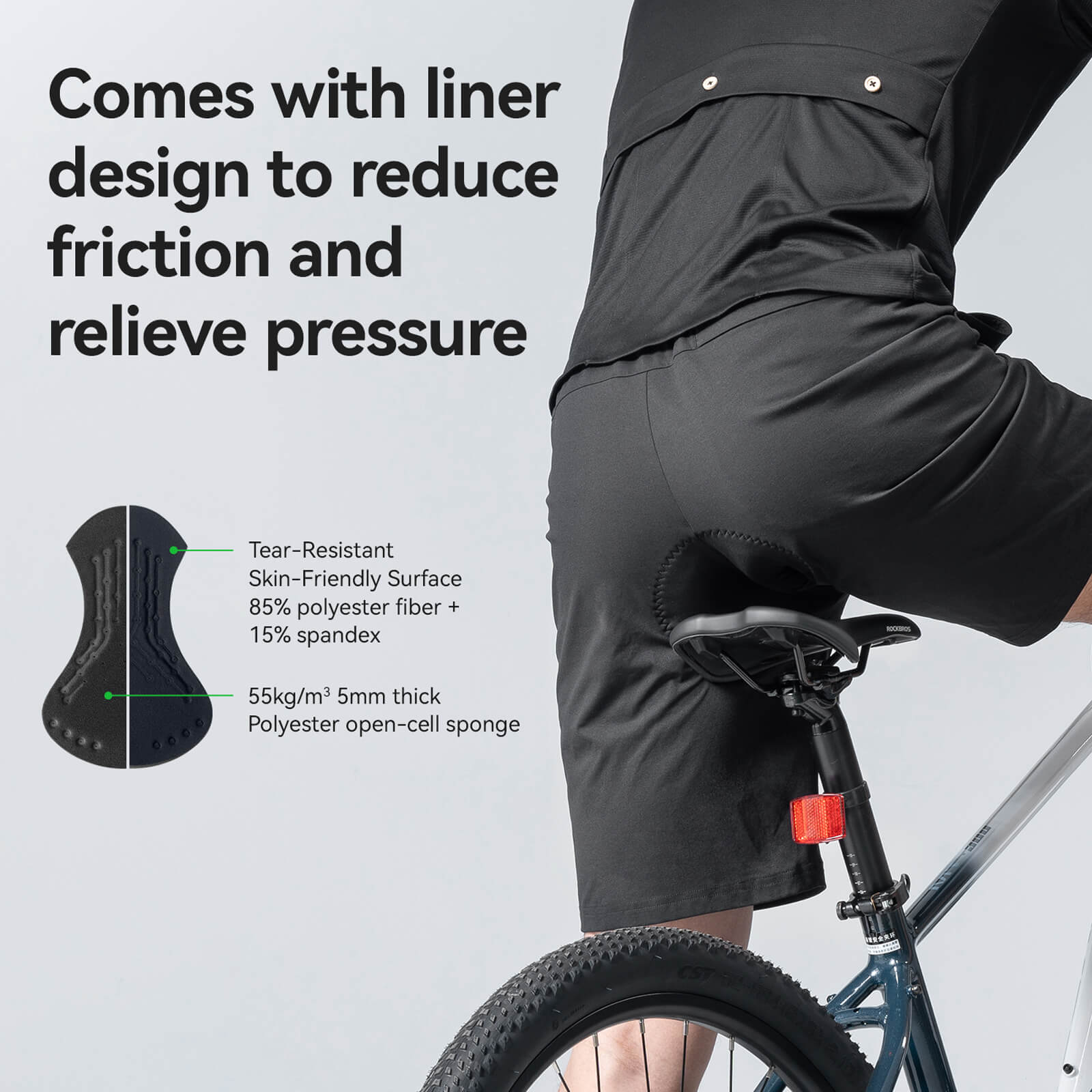 Urban lifestyle scene wearing ROCKBROS Cityride commuter cycling shorts.