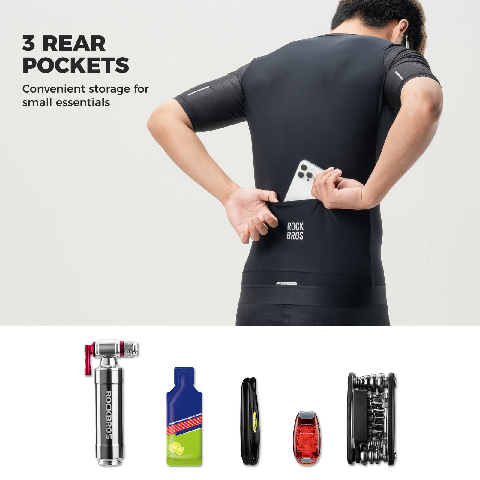 ROCKBROS men’s breathable cycling jersey for summer road riding.
#color_white