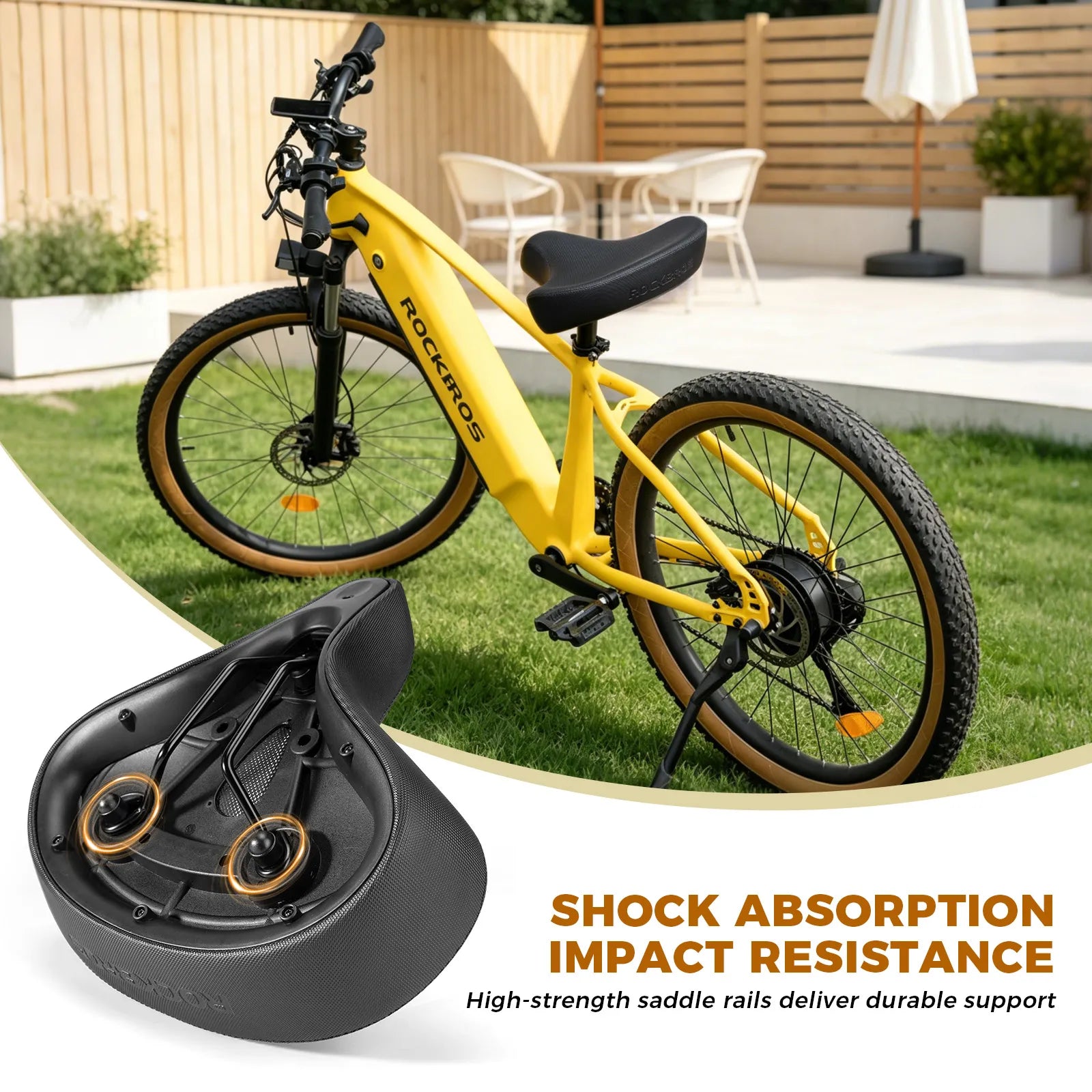 Rockbros ComfortMax extra wide bike saddle for comfortable commuting and city riding.