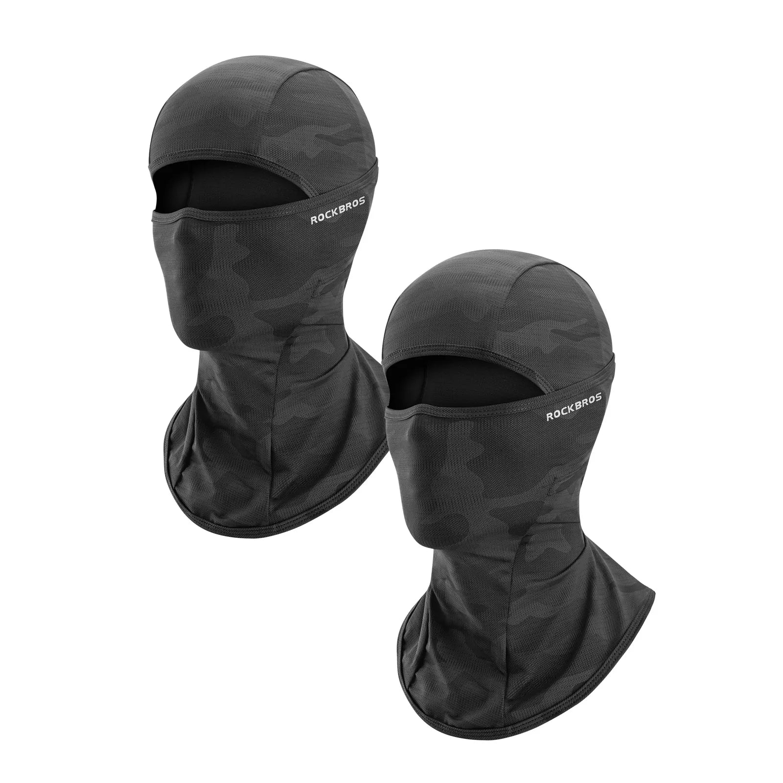 ROCKBROS cooling full face and neck cover balaclava in black for UV protection while cycling and motorcycling.
#options_Black + Black