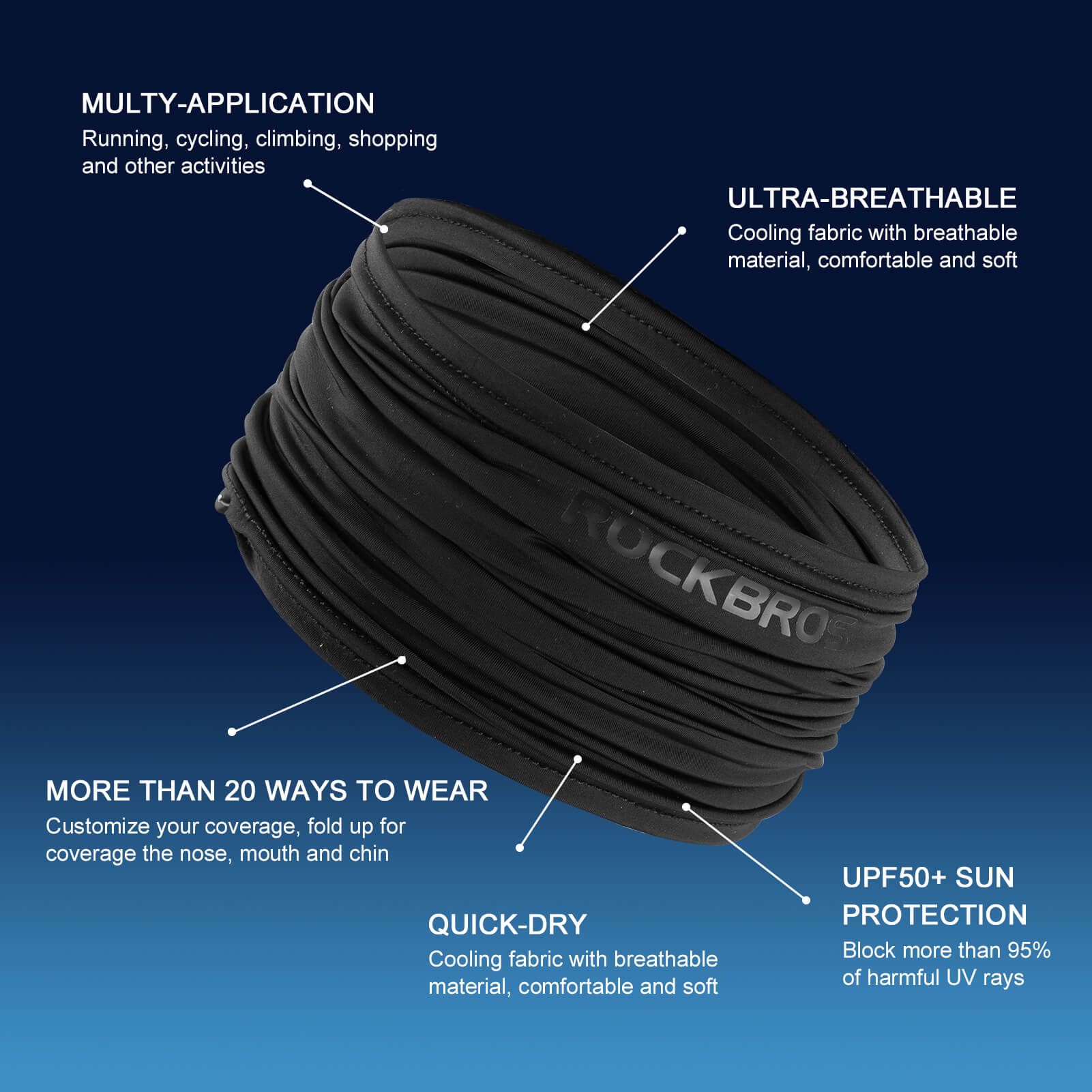 ROCKBROS cooling UV protection face mask for summer outdoor sports.