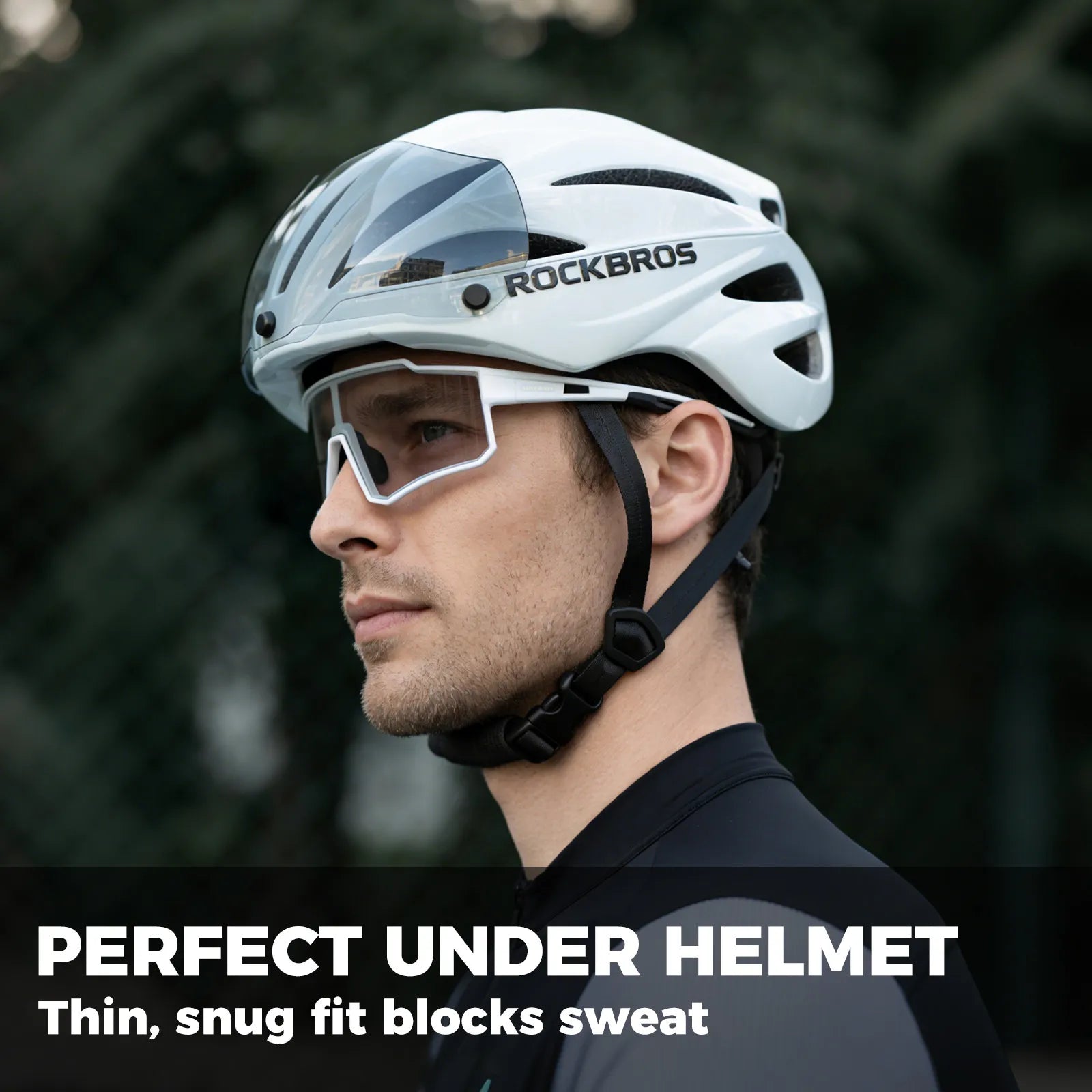 ROCKBROS Coolmax cycling cap, breathable and sweat-wicking helmet liner, black, unisex.