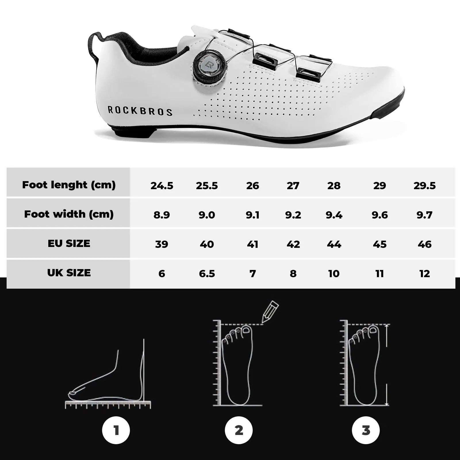 ROCKBROS CR5 Carbon Sole Cycling Shoes - Lightweight Road Bike Shoes White