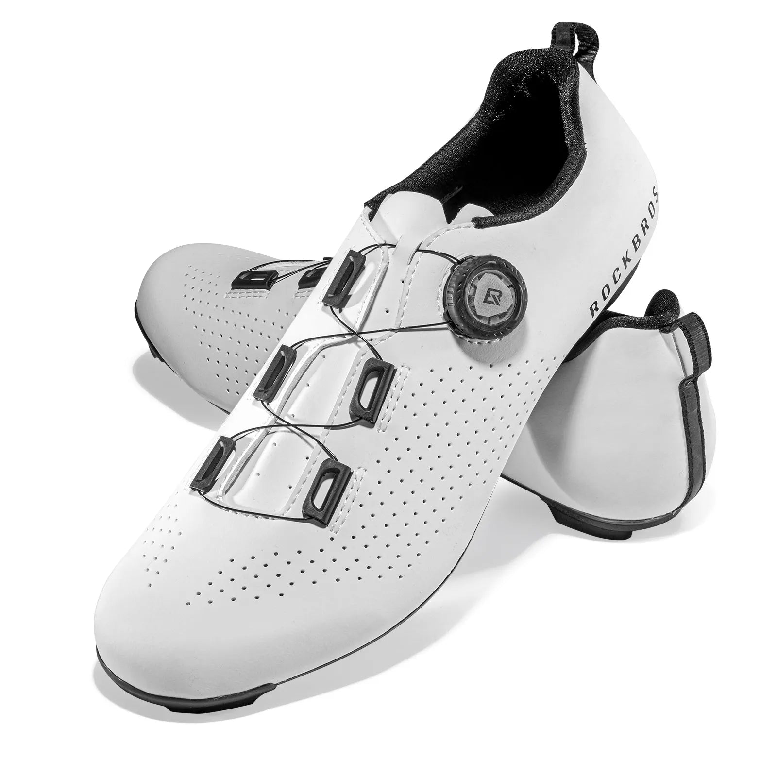 ROCKBROS CR5 Carbon Sole Cycling Shoes - Lightweight Road Bike Shoes White