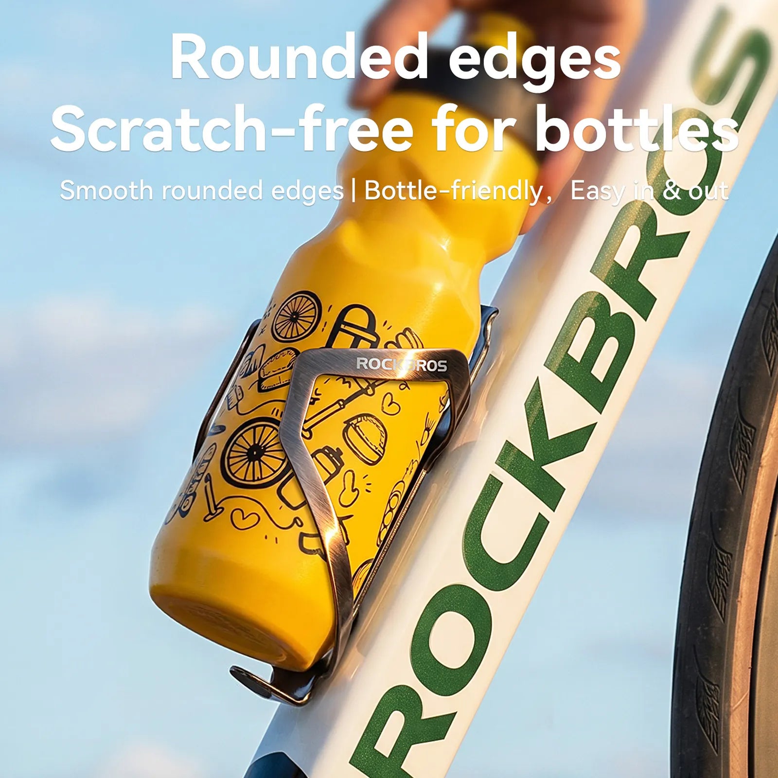 ROCKBROS CR-56 lightweight electroplated aluminium bike bottle cage in shiny metallic finish.
#color_black