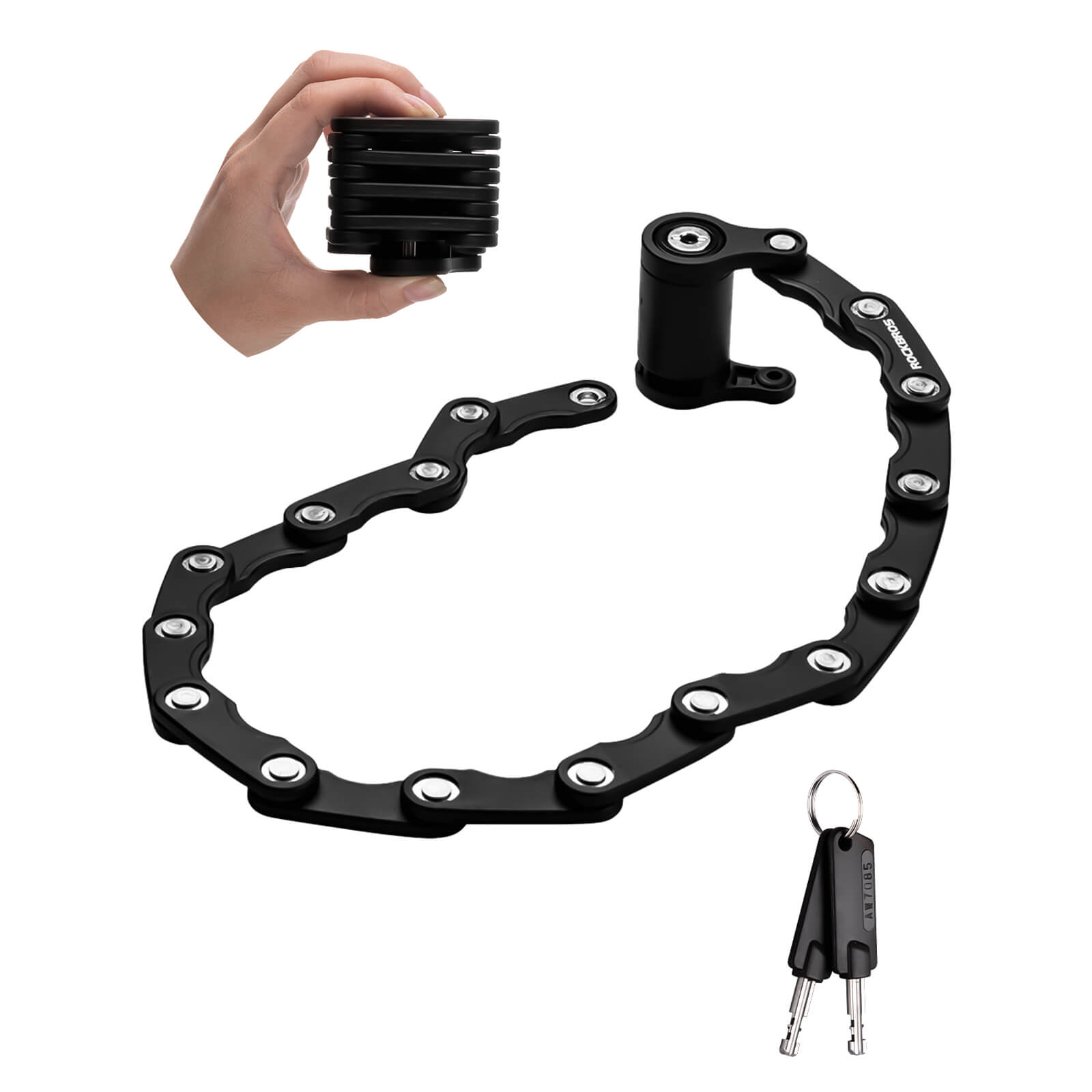Rockbros cube-style combination chain lock for bike security
#color_black