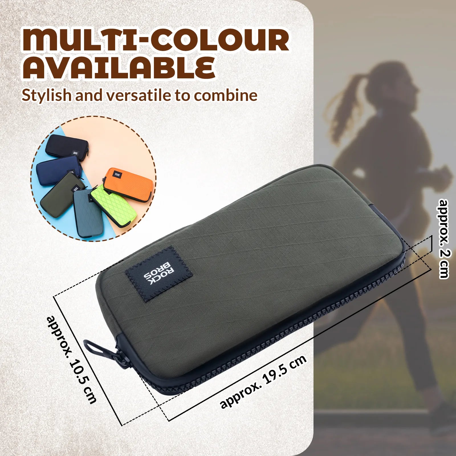 Rockbros 0.15L cycling essentials mini pouch in black, main front view.
#color_green