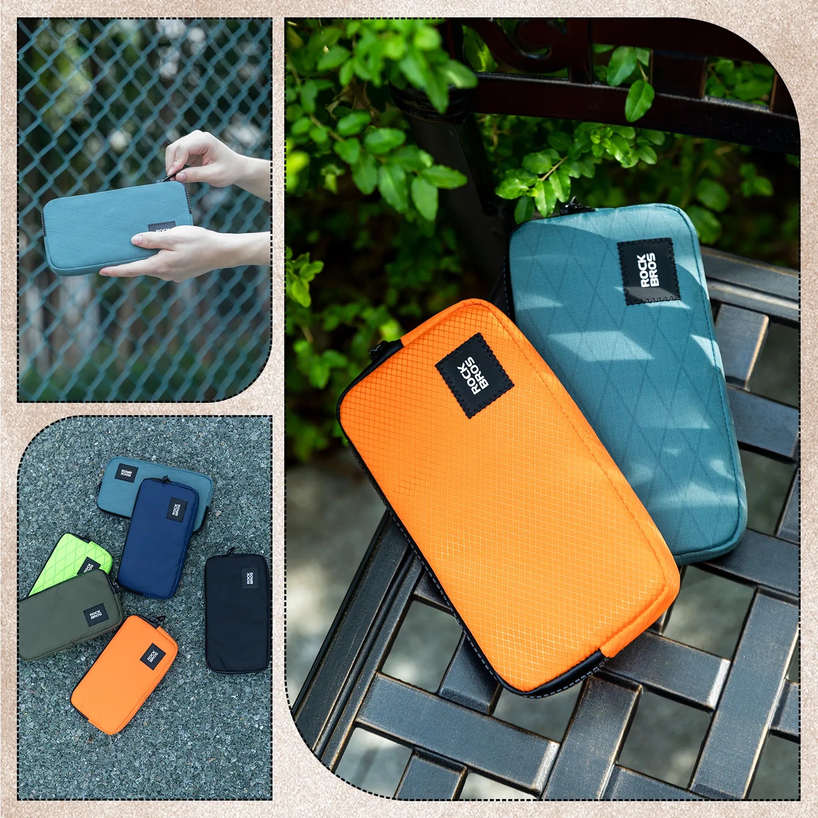 Rockbros 0.15L cycling essentials mini pouch in black, main front view.
#color_orange