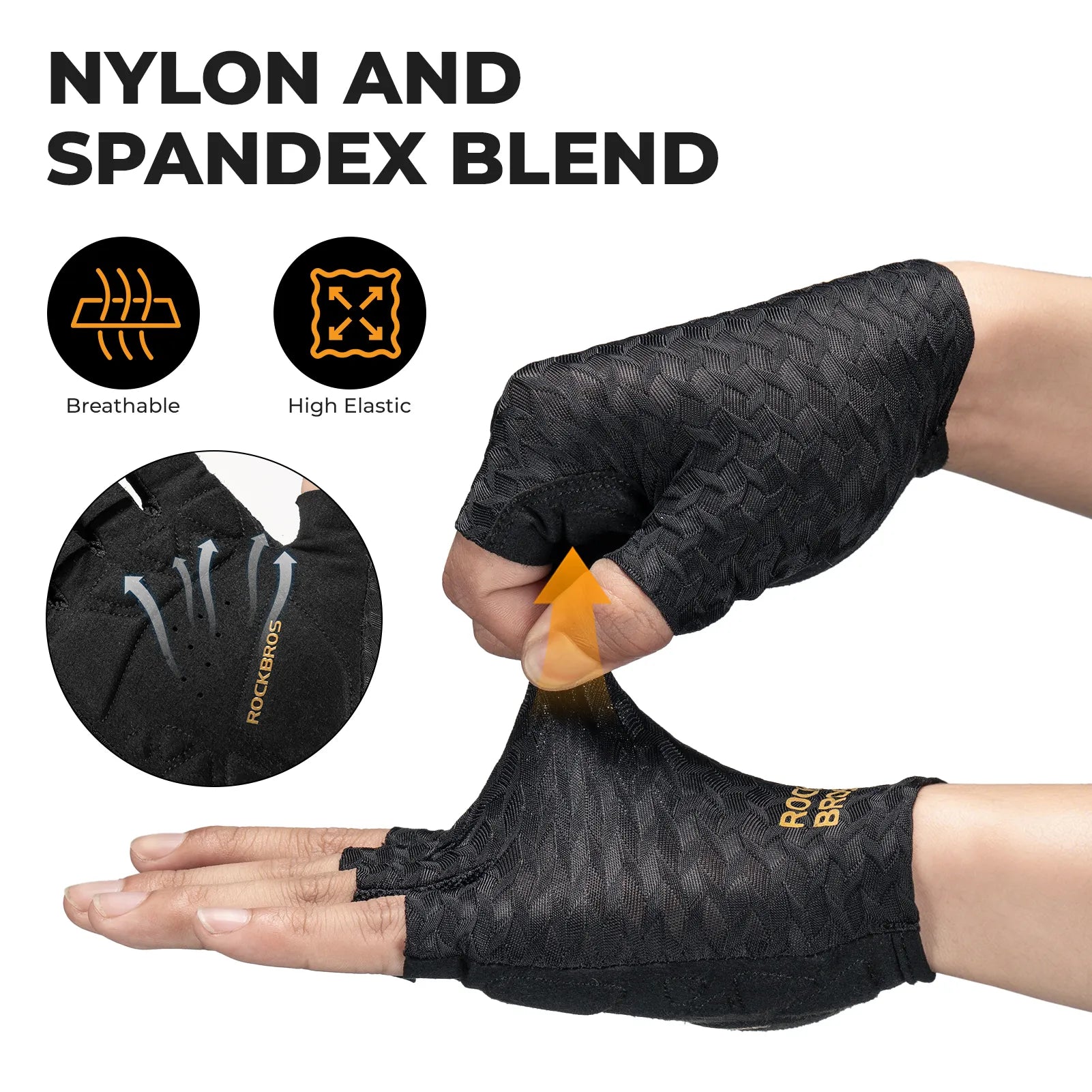 ROCKBROS summer short finger cycling gloves in diamond black and gold design