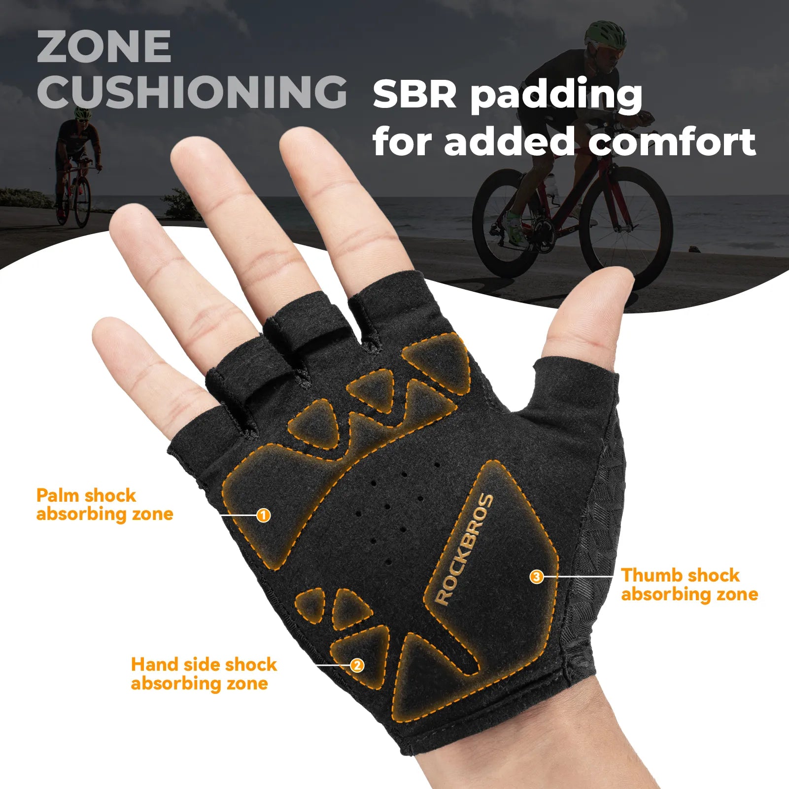 ROCKBROS summer short finger cycling gloves in diamond black and gold design