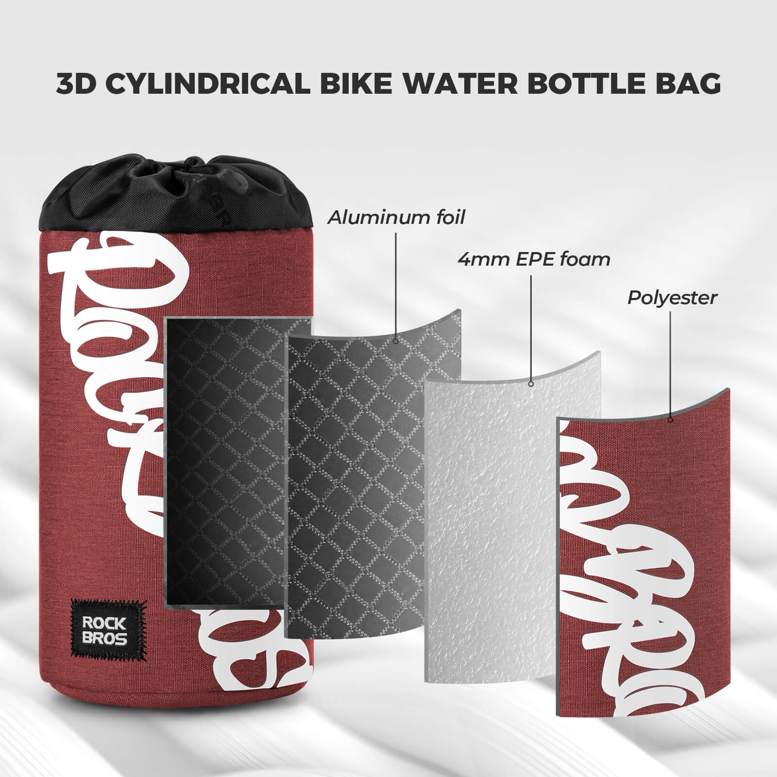 rockbros handlebar cycling bottle bag for urban and travel rides
#color_red