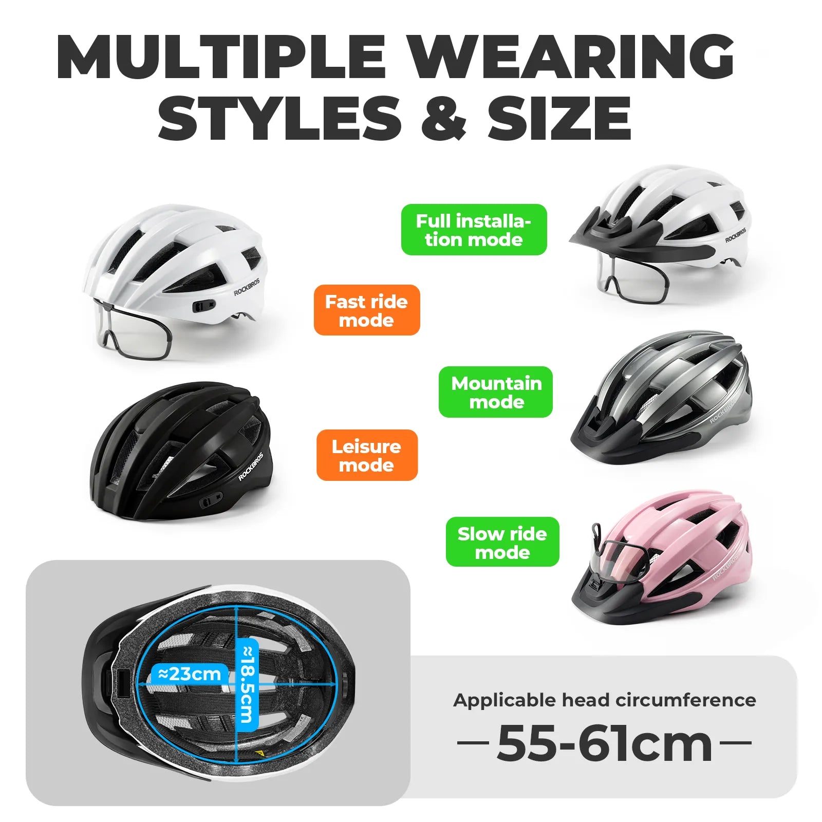 ROCKBROS In-Mold Bike Helmet with Photochromic UV400 Magnetic Visor in Front View.
#color_titanium