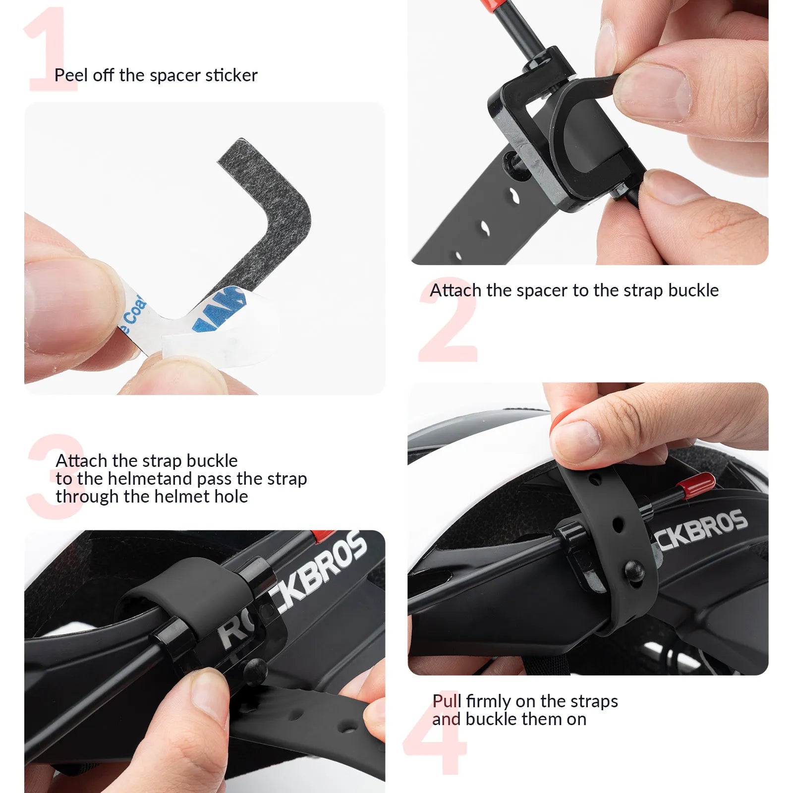 ROCKBROS cycling helmet rear view mirror with adjustable and extendable arm.
#color_black