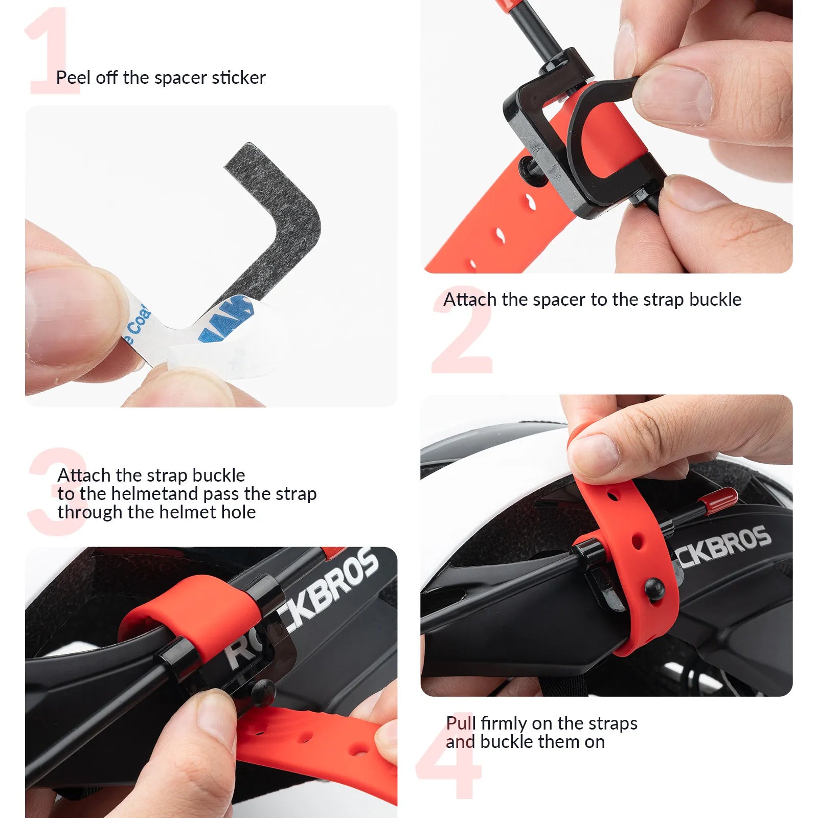 ROCKBROS cycling helmet rear view mirror with adjustable and extendable arm.
#color_red