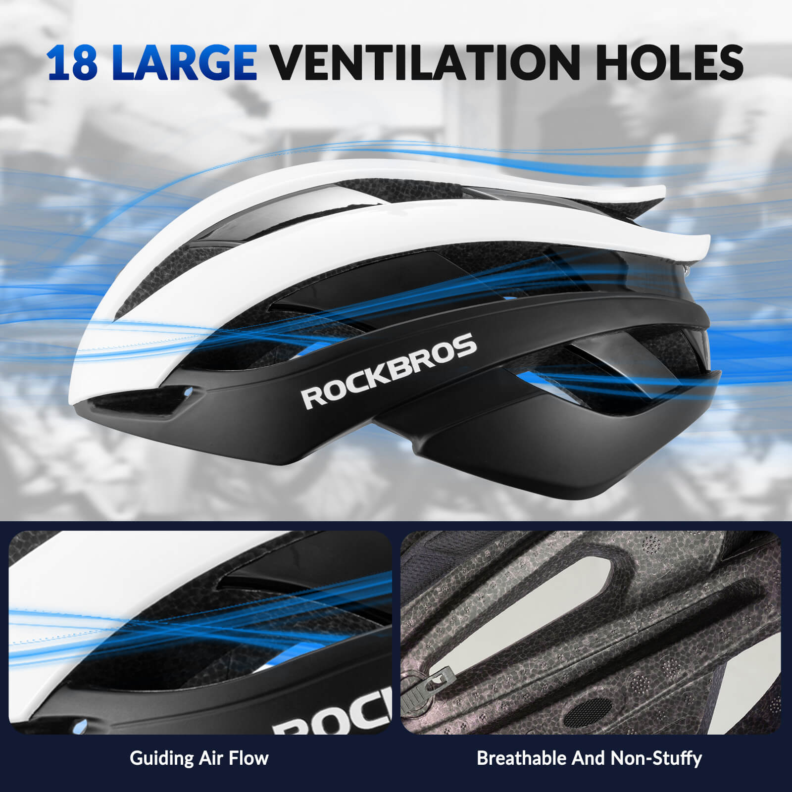 rockbros lightweight cycling helmet for road and mountain riding safety.
#color_black