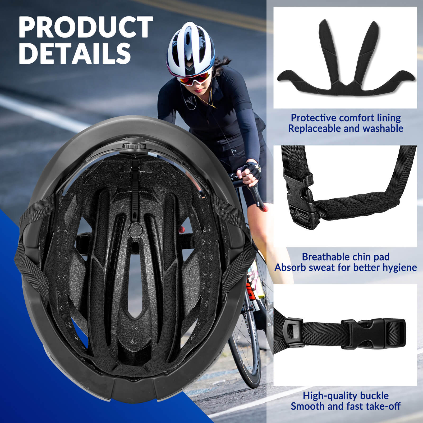 rockbros lightweight cycling helmet for road and mountain riding safety.
#color_blue