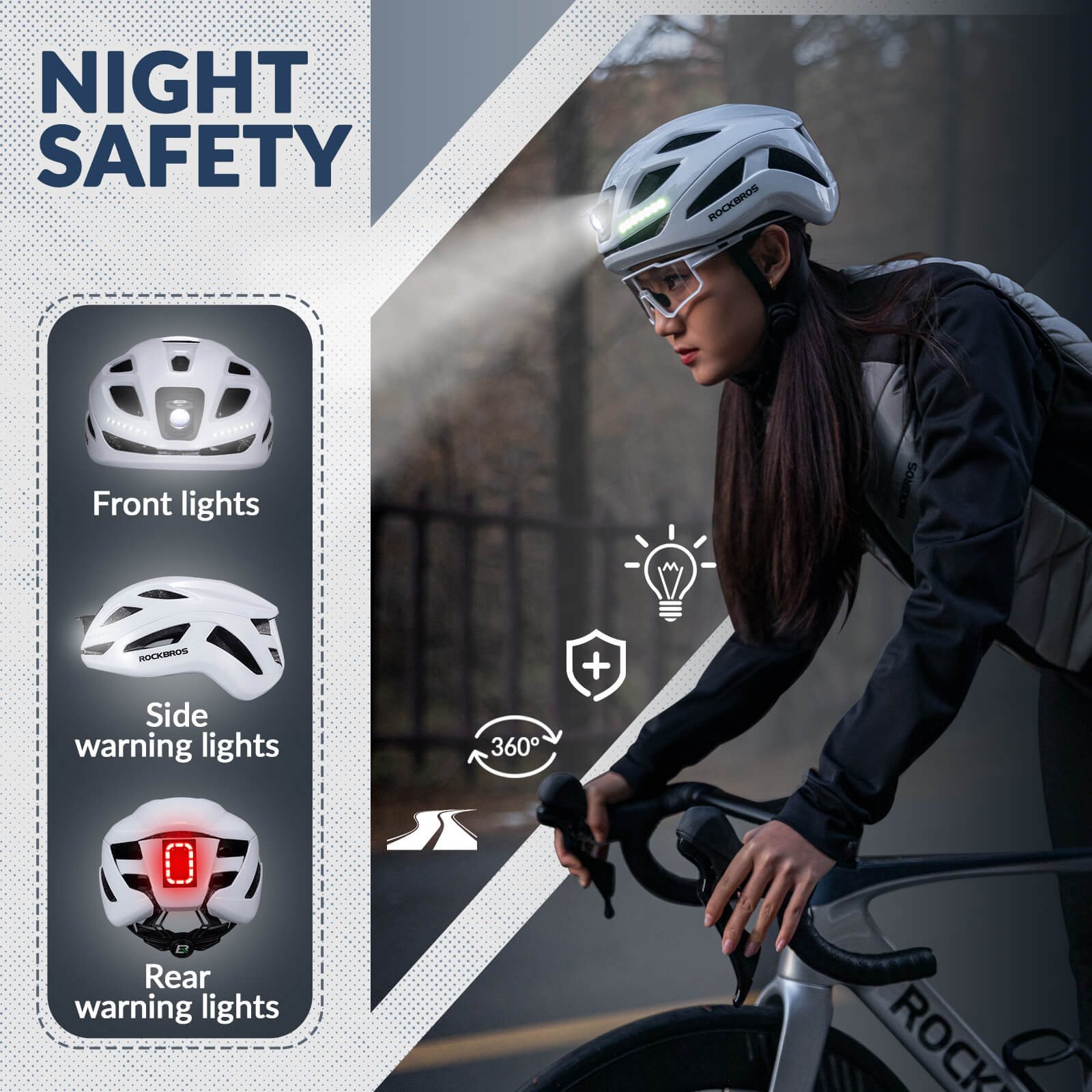 rockbros cycling helmet rear warning light.
#color_white