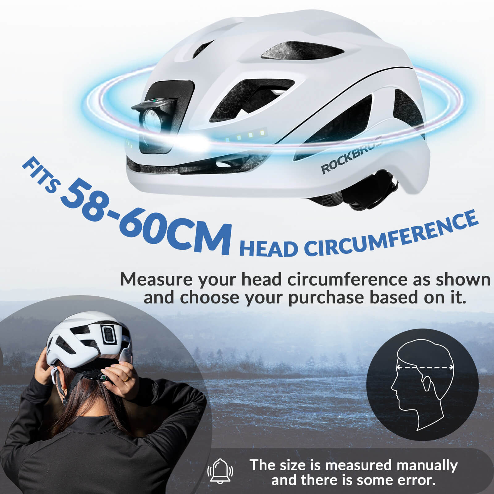 rockbros cycling helmet rear warning light.
#color_white