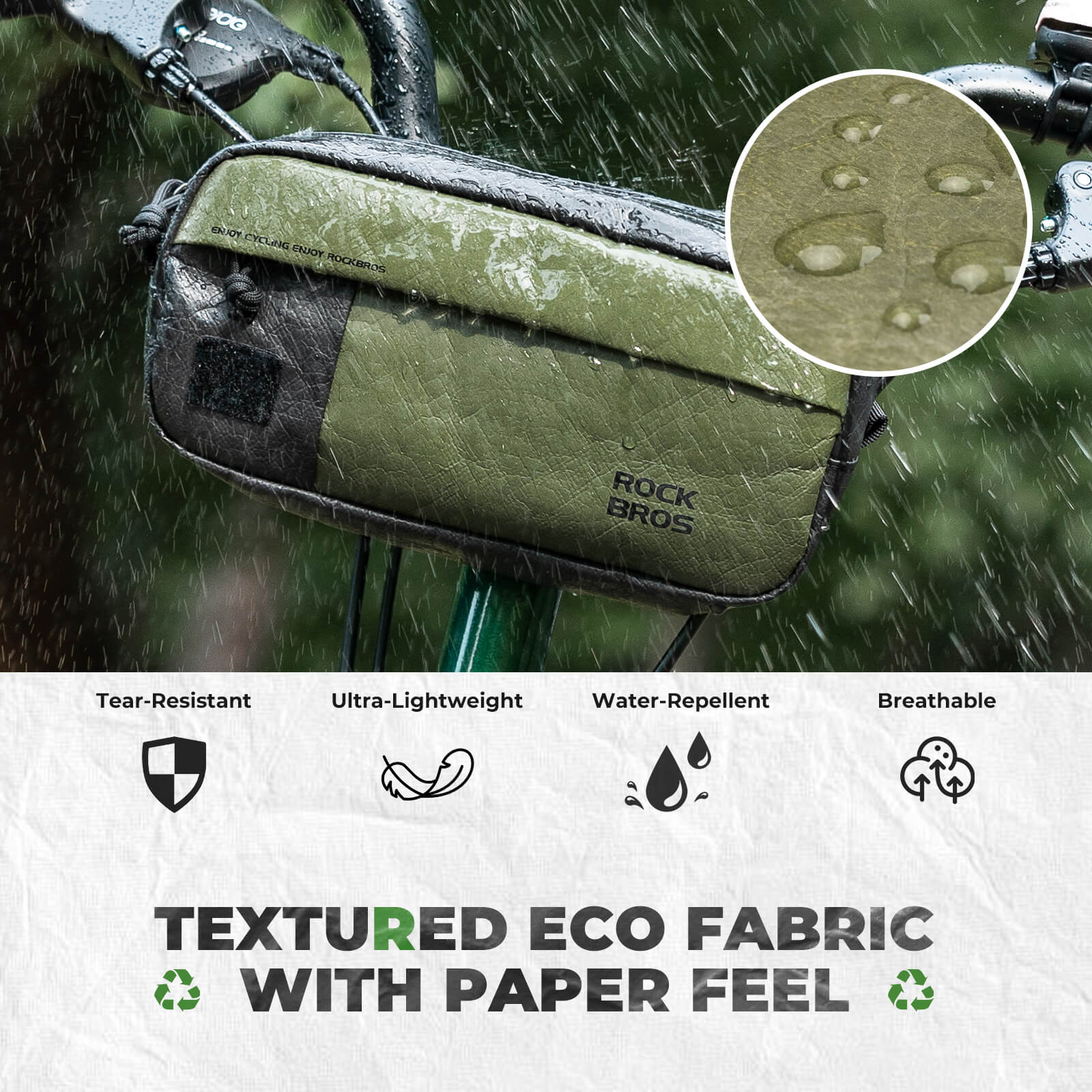 rockbros lightweight bike front bag made with Tyvek material