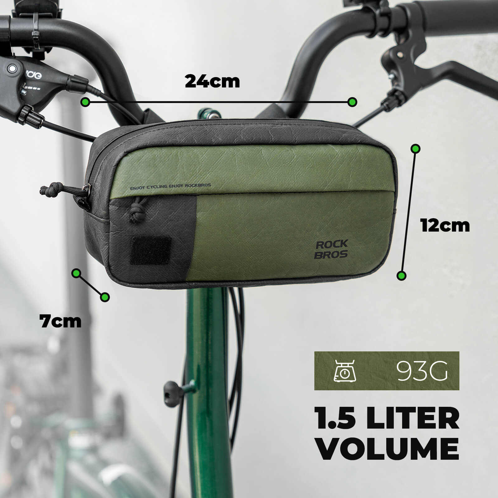 rockbros lightweight bike front bag made with Tyvek material