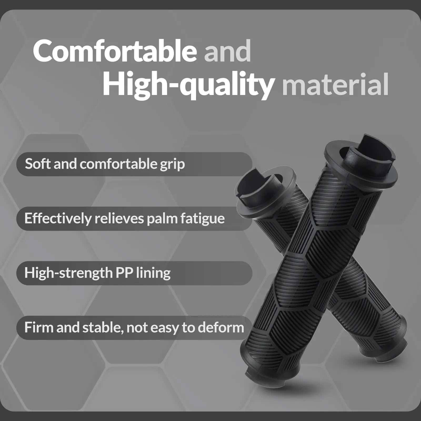 ROCKBROS double lock-on bike handlebar grips for 22.2mm bars, anti-slip rubber bicycle grips.
#color_black