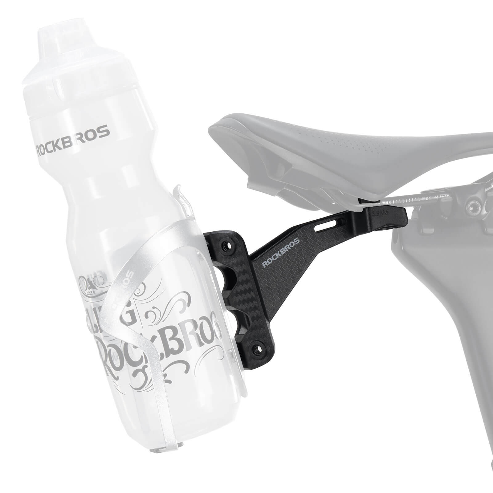 ROCKBROS Dual Water Bottle Cage Saddle Mount in Matte Black - Heavy Duty Aluminum Alloy