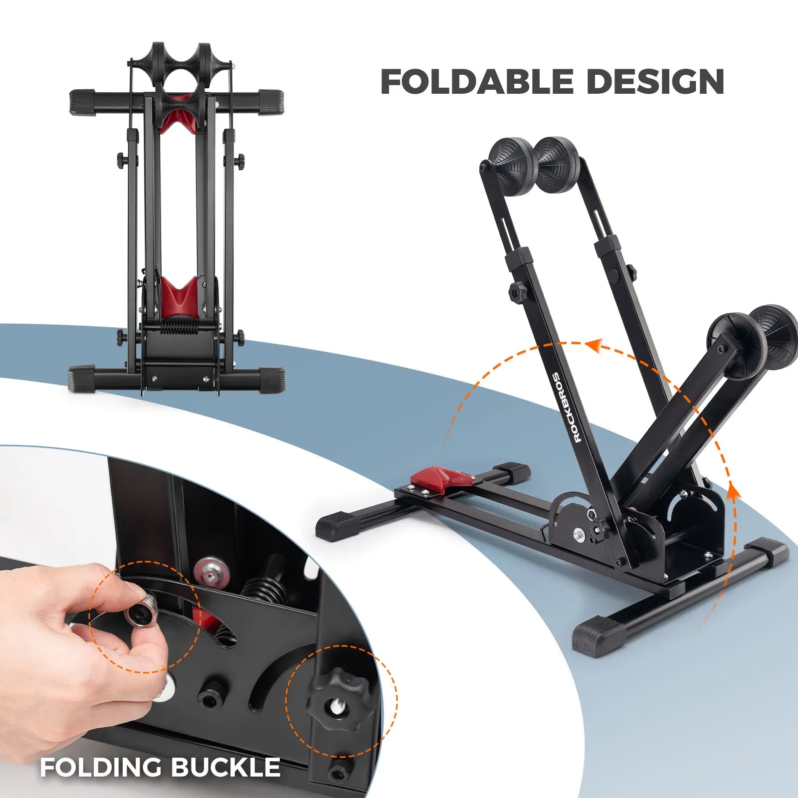 ROCKBROS Dual Support Bike Stand Floor Rack for Road and Mountain Bikes