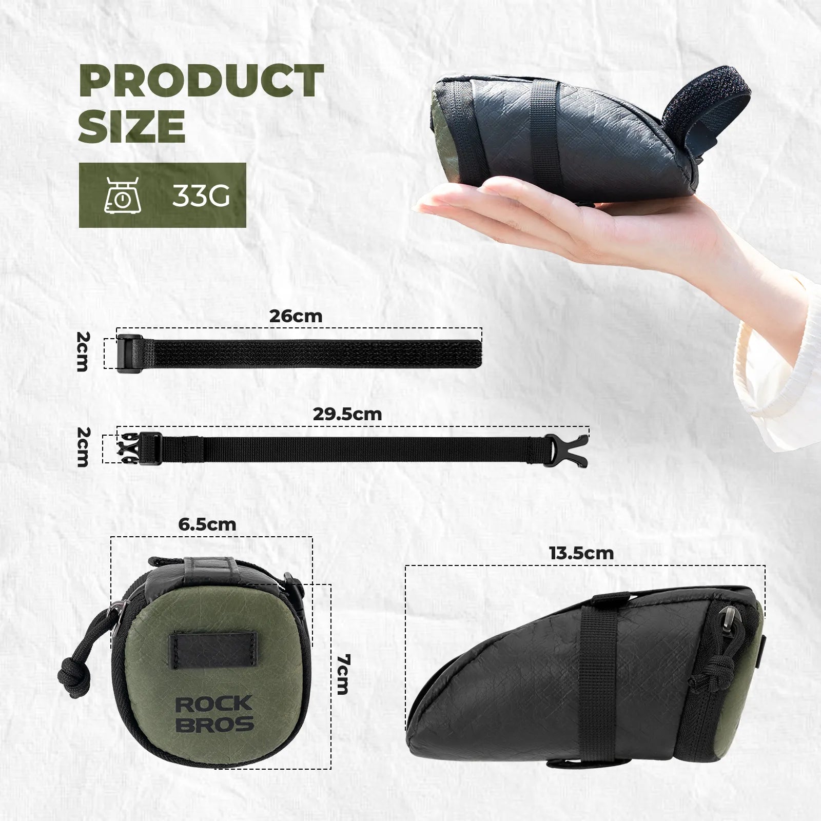 Rockbros EcoMate 0.2L tear-resistant eco-friendly paper bike saddle bag, main view