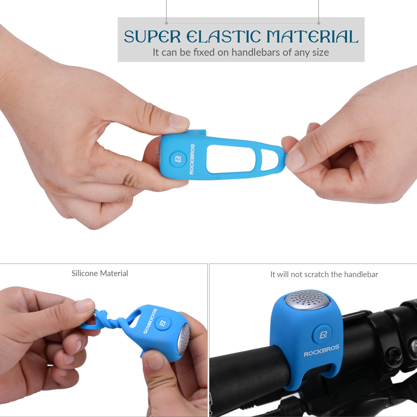 rockbros 90db electronic bike horn for cycling safety.
#color_blue