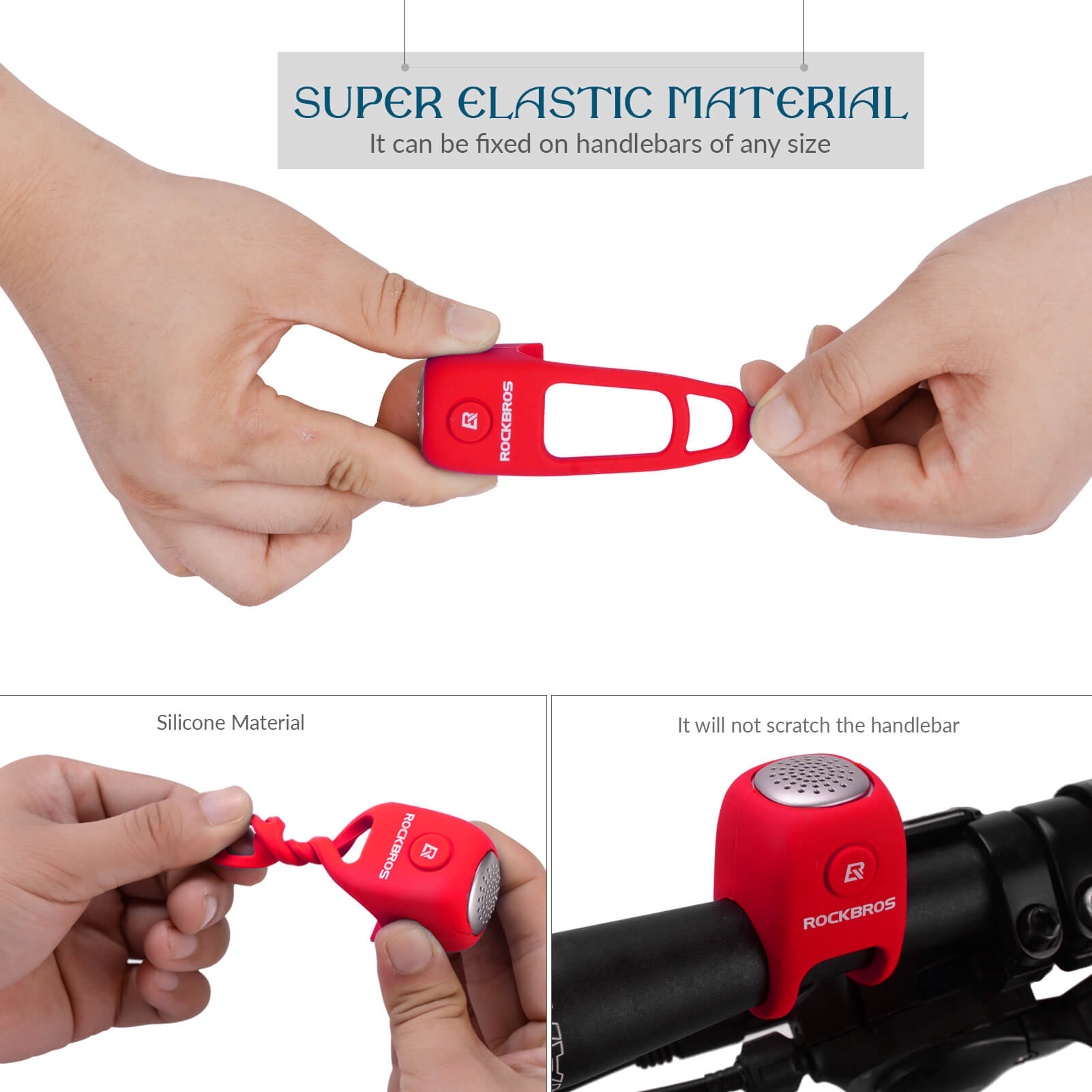 rockbros 90db electronic bike horn for cycling safety.
#color_red