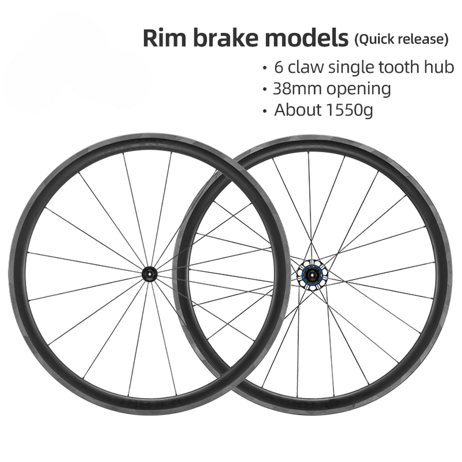 rockbros flamewind carbon fiber rim brake wheelset for training and racing
#option_Carbon fiber-38mm Rim Brake