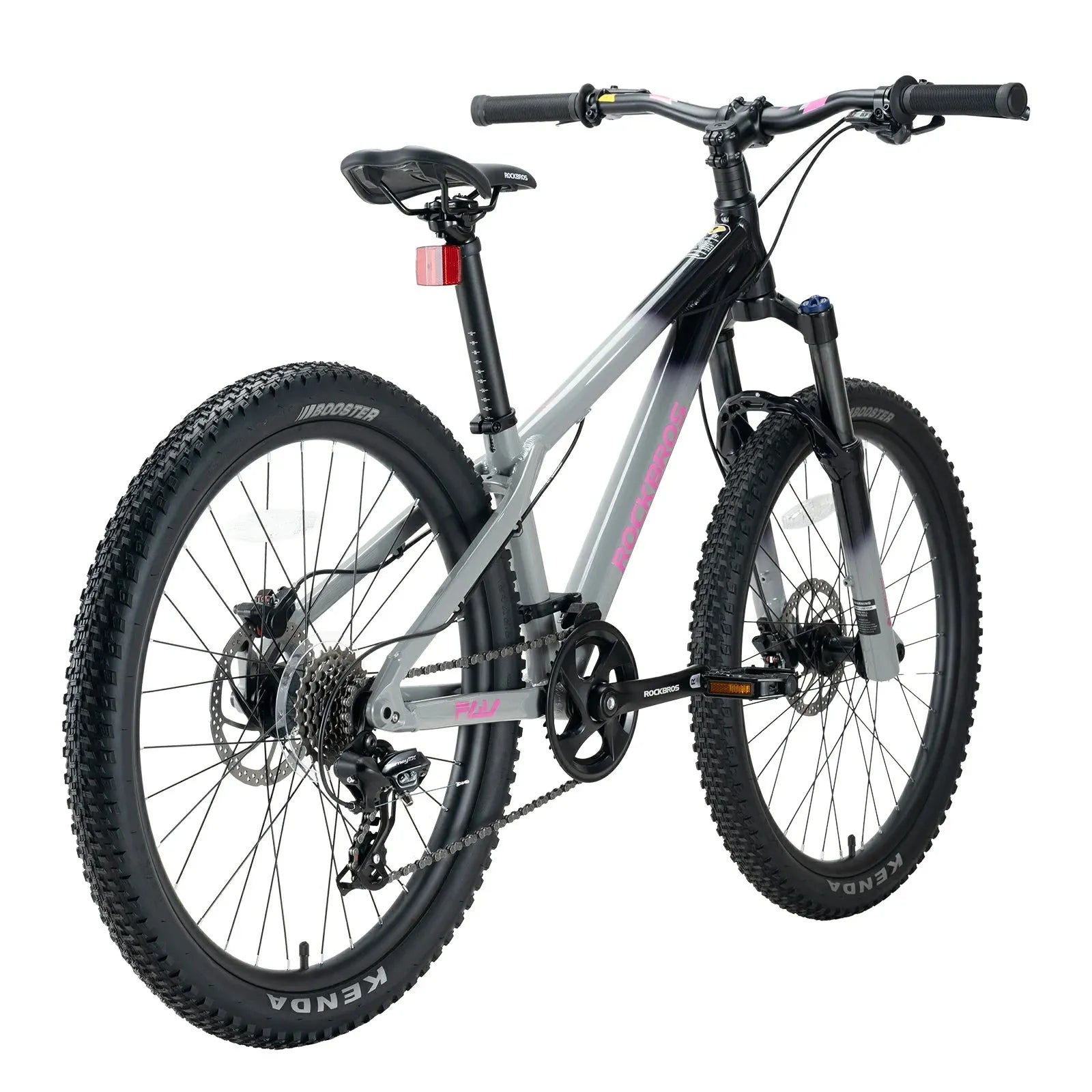 ROCKBROS FLY 24-inch youth mountain bike, equipped with Shimano 8-speed drivetrain.
#color_grey