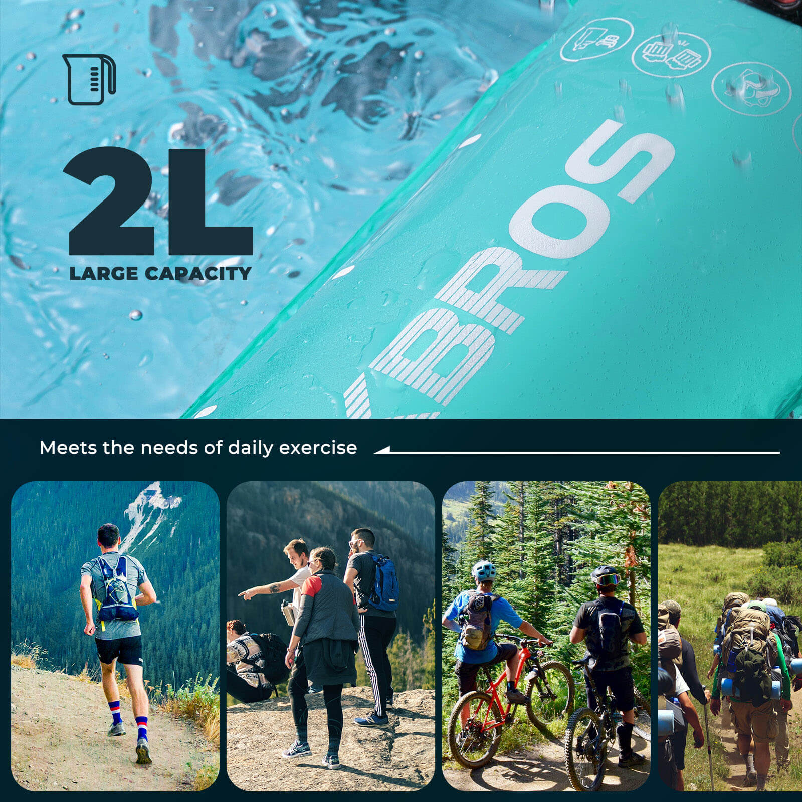 rockbros foldable hydration bladder for outdoor sports.