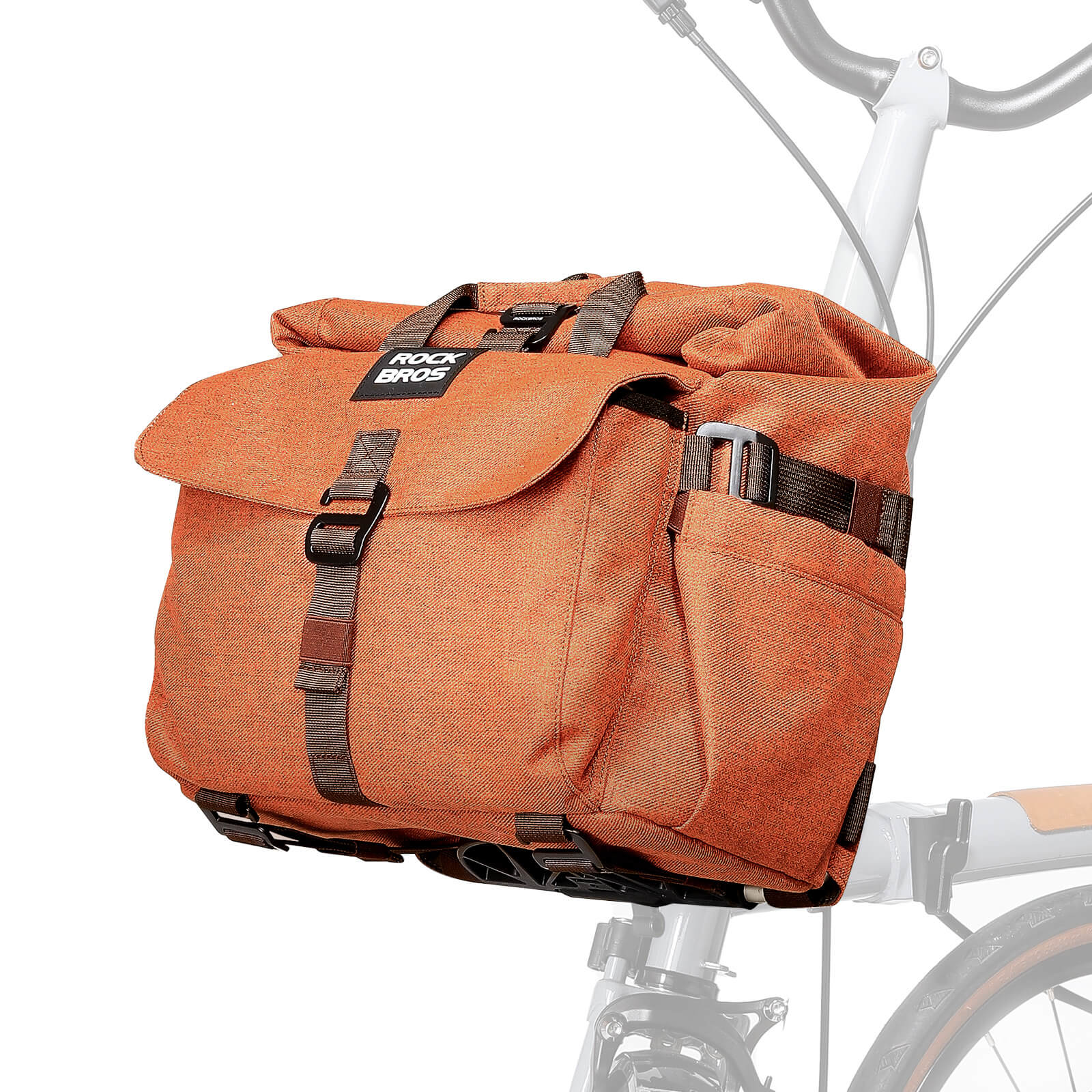 rockbros folding bike handlebar bag and backpack h46 convertible commuter storage solution.
#Color_Orange