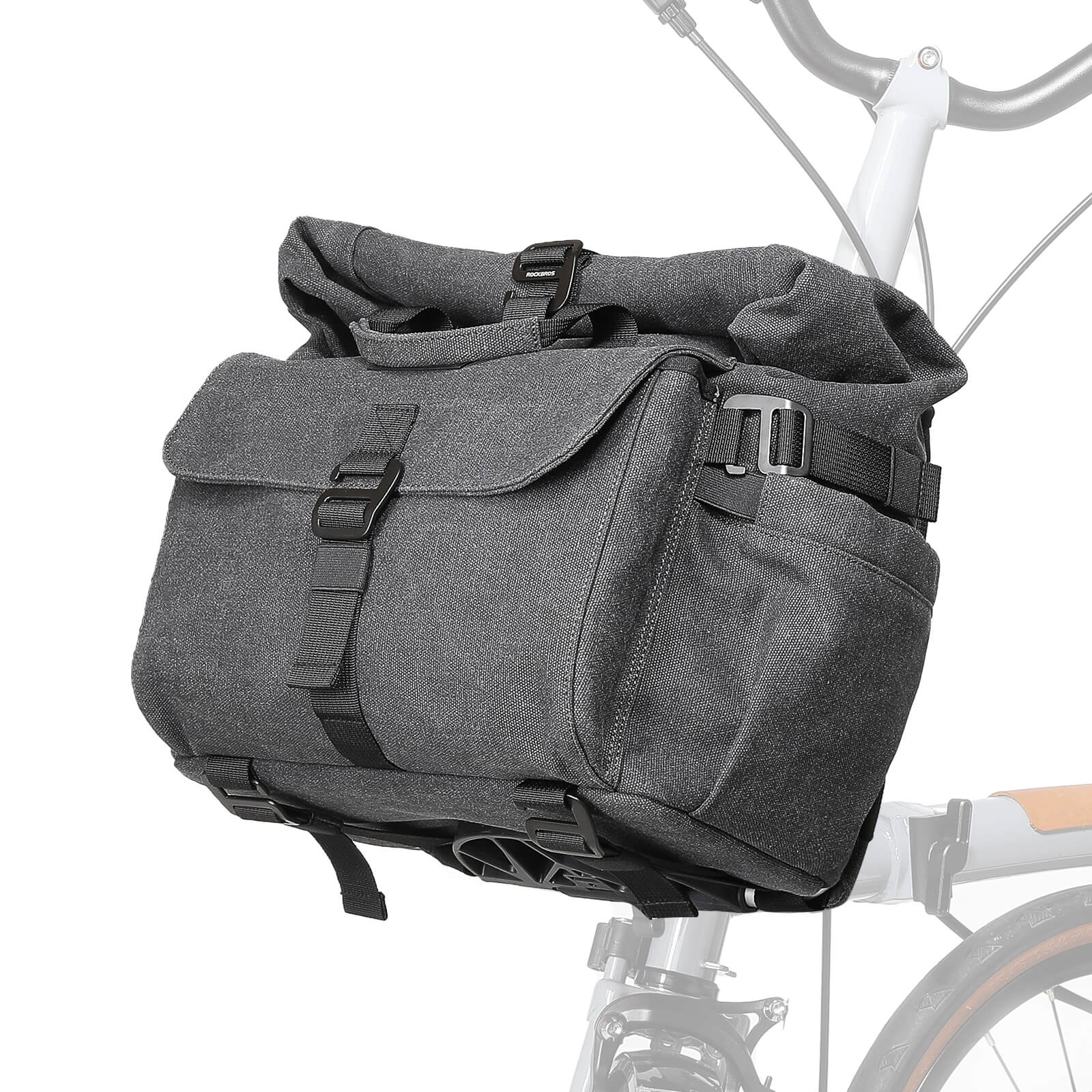 rockbros folding bike handlebar bag and backpack h46 convertible commuter storage solution.
#Color_Black