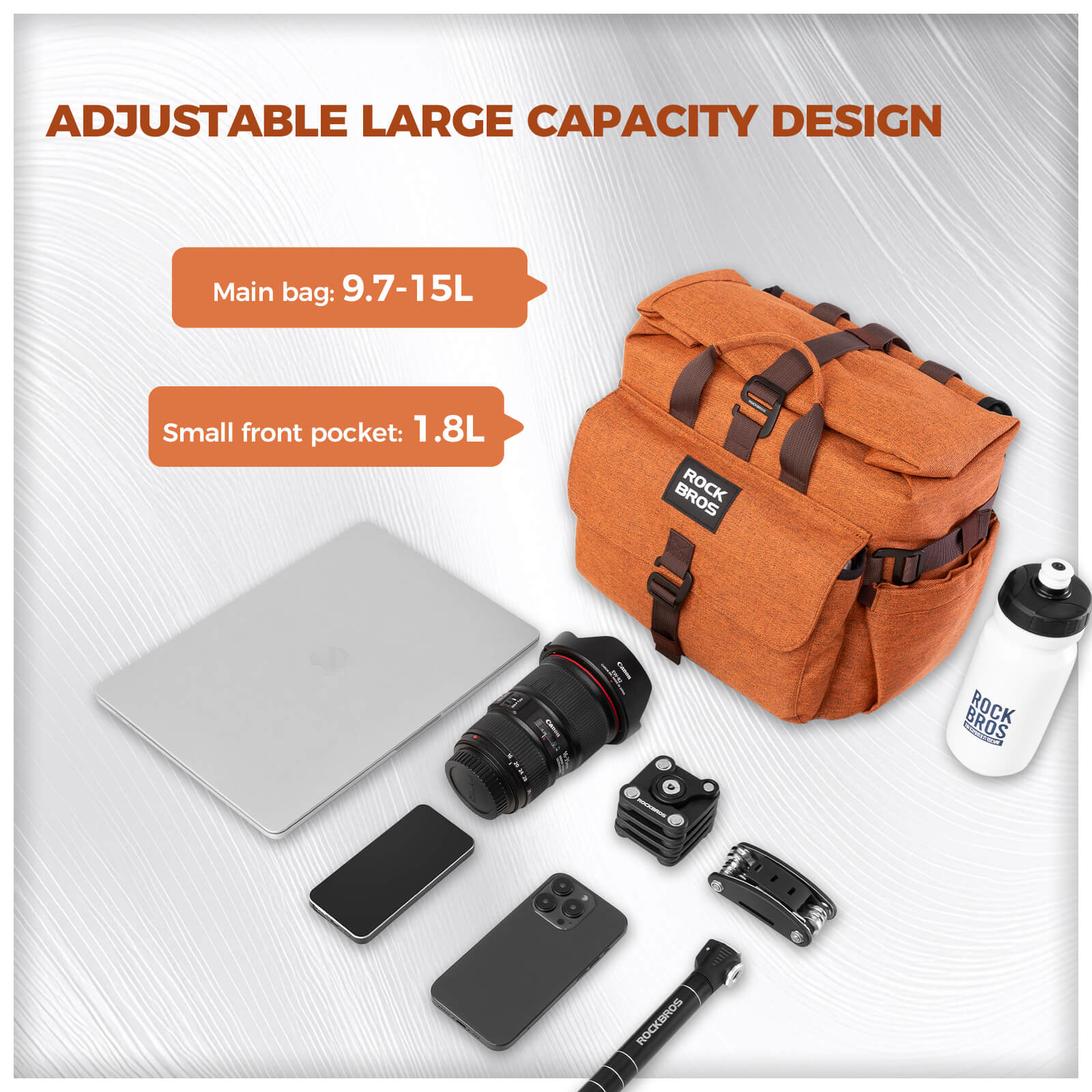 rockbros folding bike handlebar bag and backpack h46 convertible commuter storage solution.
#Color_Orange