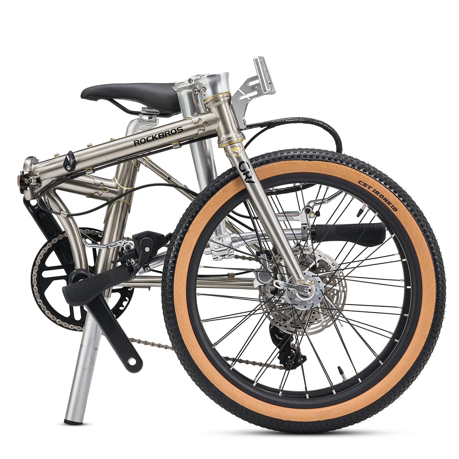 Rockbros Garvis 20 inch chromoly steel folding bike with 9-speed drivetrain.