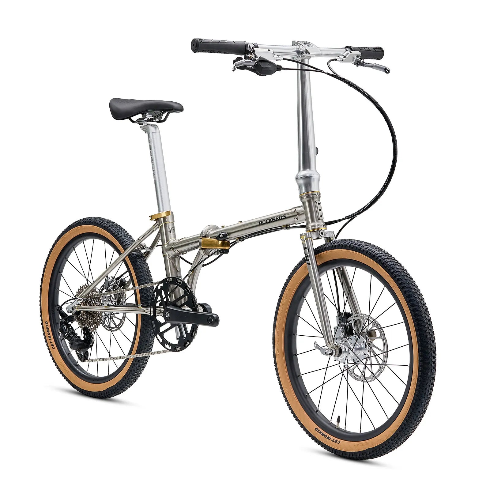 Rockbros Garvis 20 inch chromoly steel folding bike with 9-speed drivetrain.