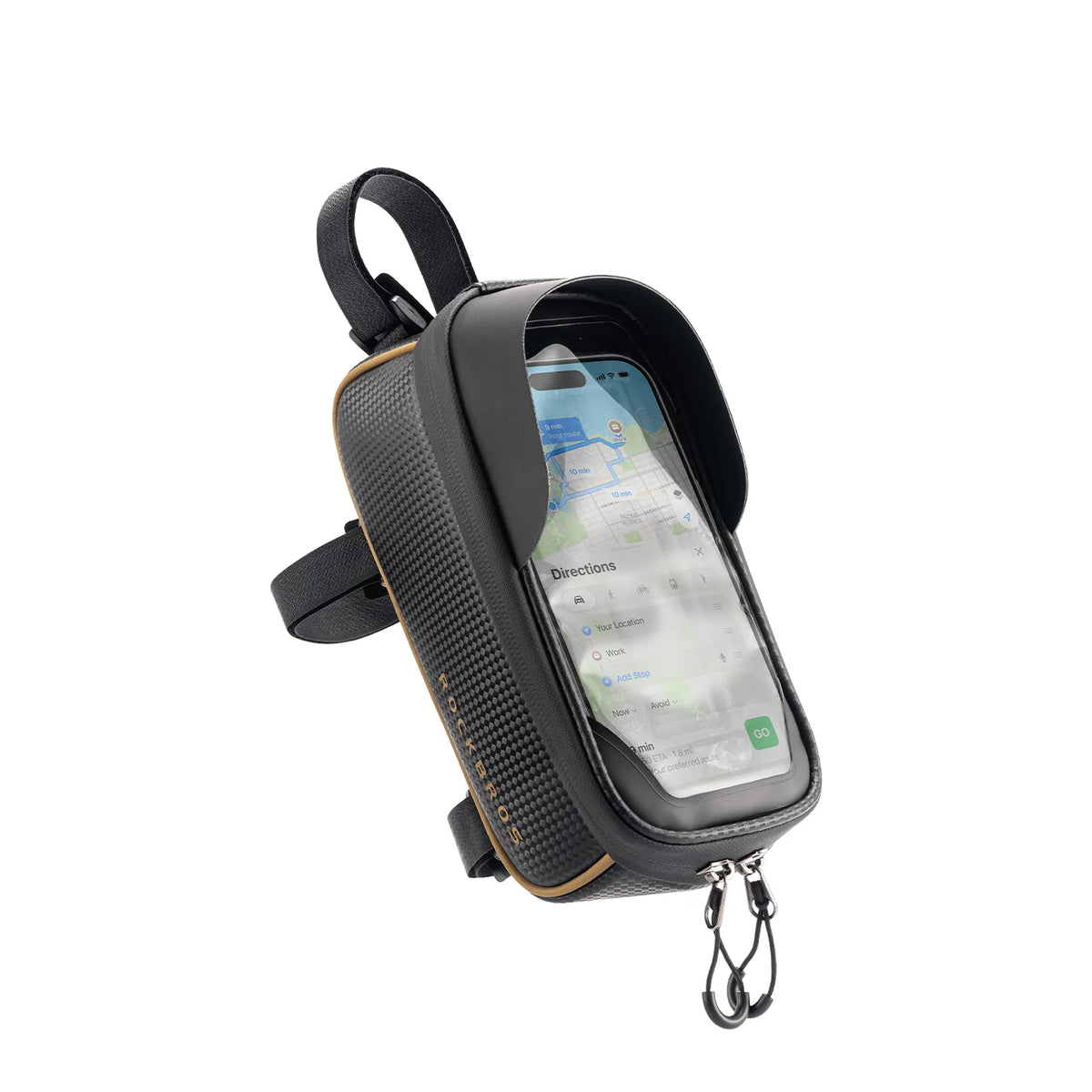 ROCKBROS 1.5L gold bike frame bag with phone storage