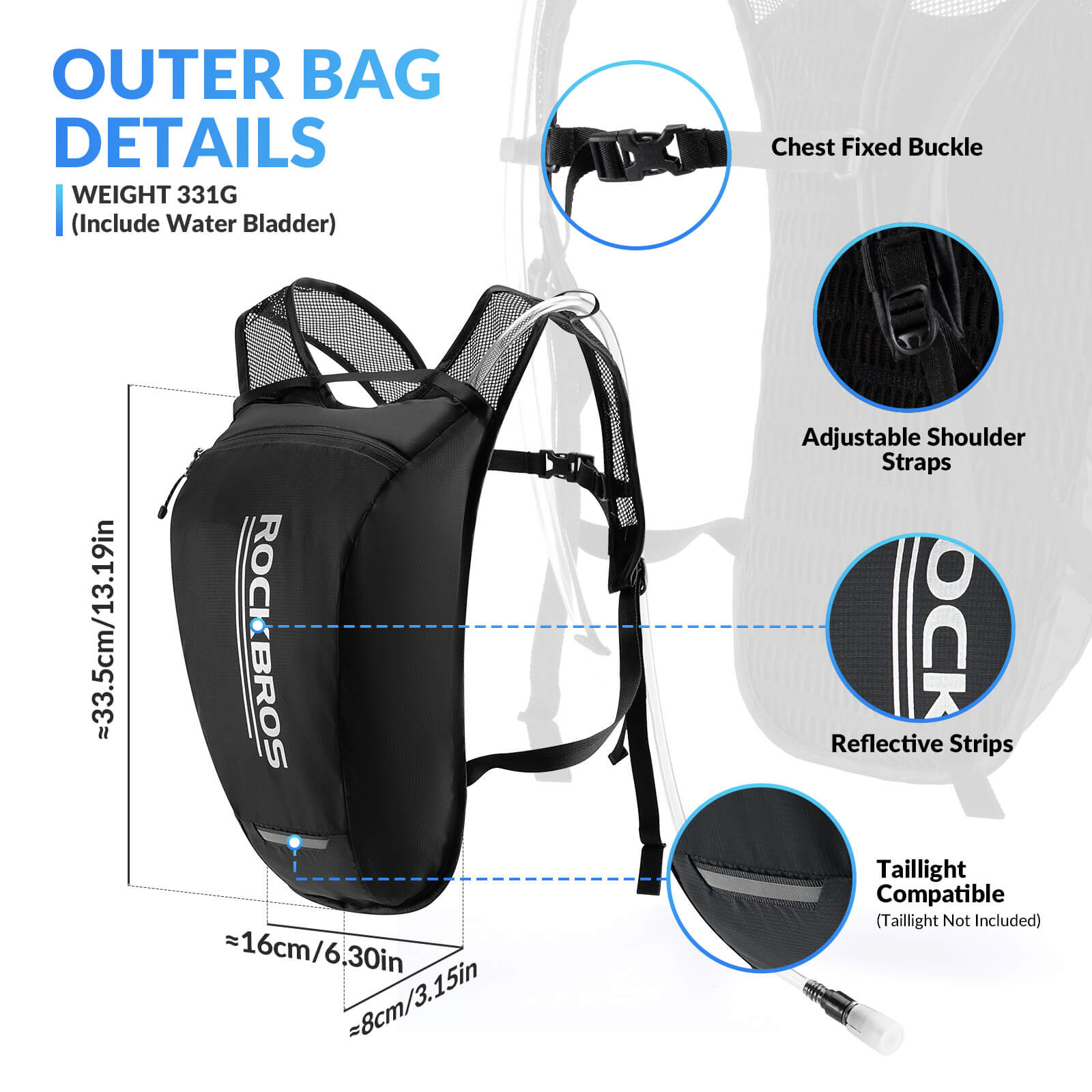 rockbros H2O hydration backpack for hiking and outdoor adventures.