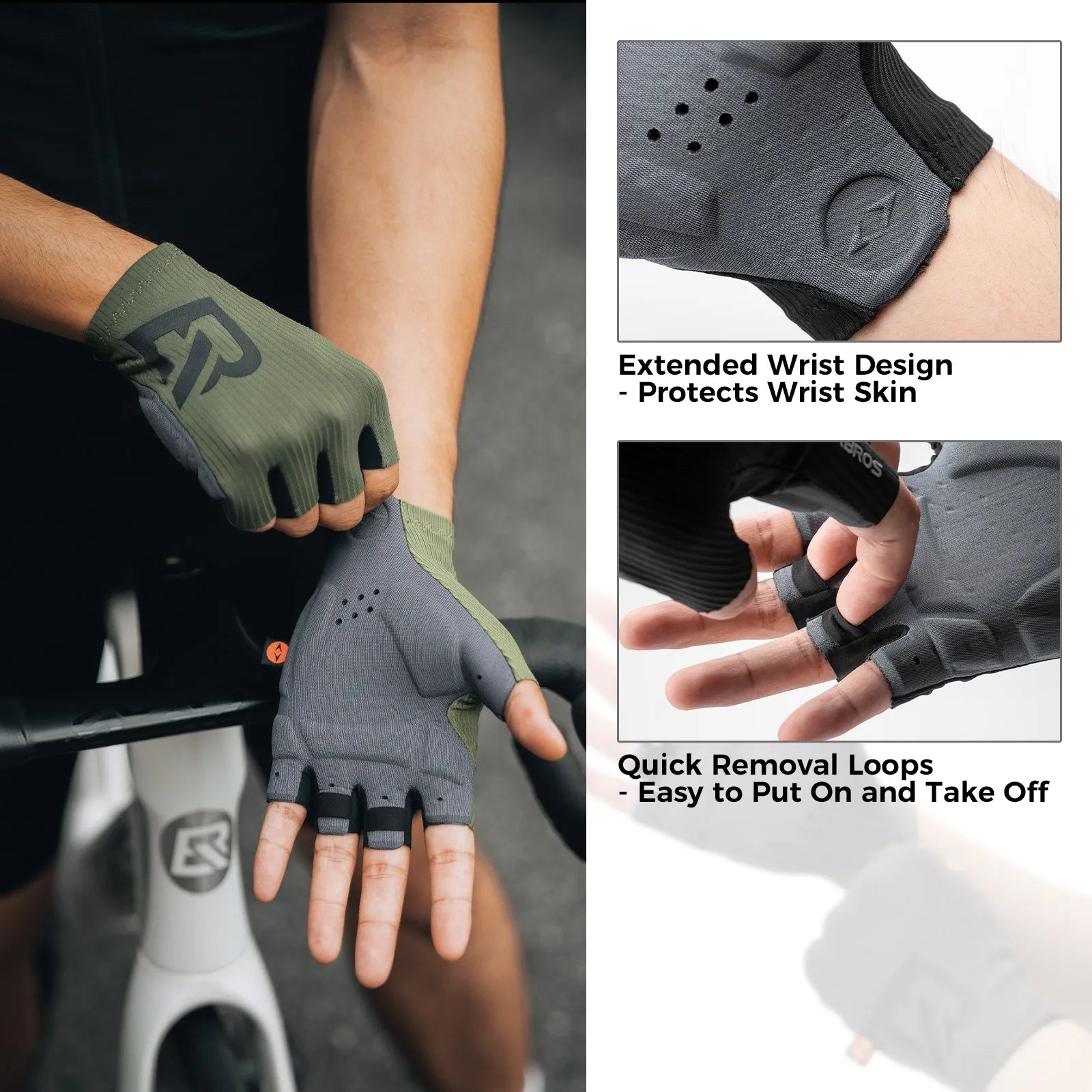 Comfortable gel-padded cycling gloves with elastic interface and non-slip design
#color_green