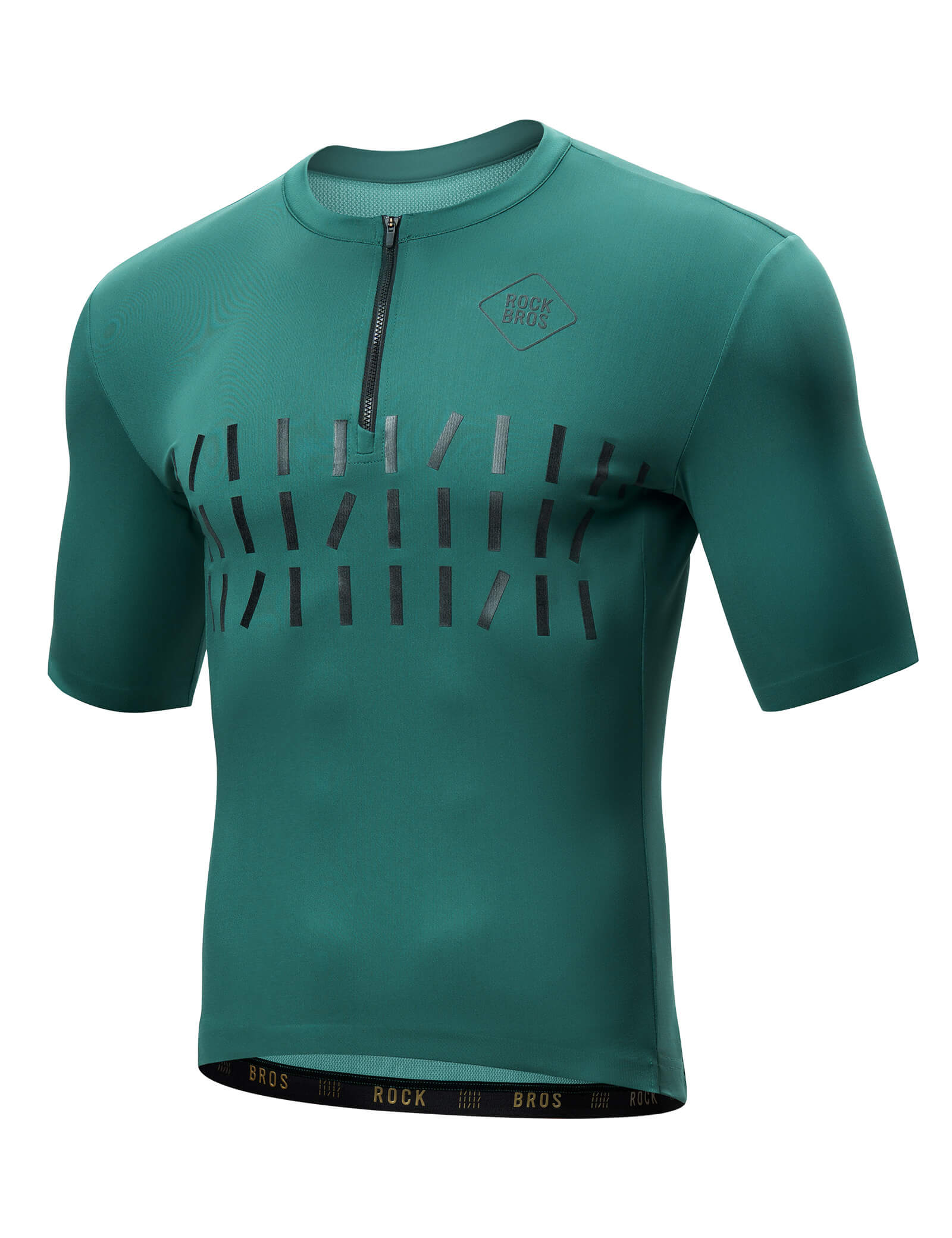 rockbros half-zip colorful cycling jersey for summer rides.
#color_deep green