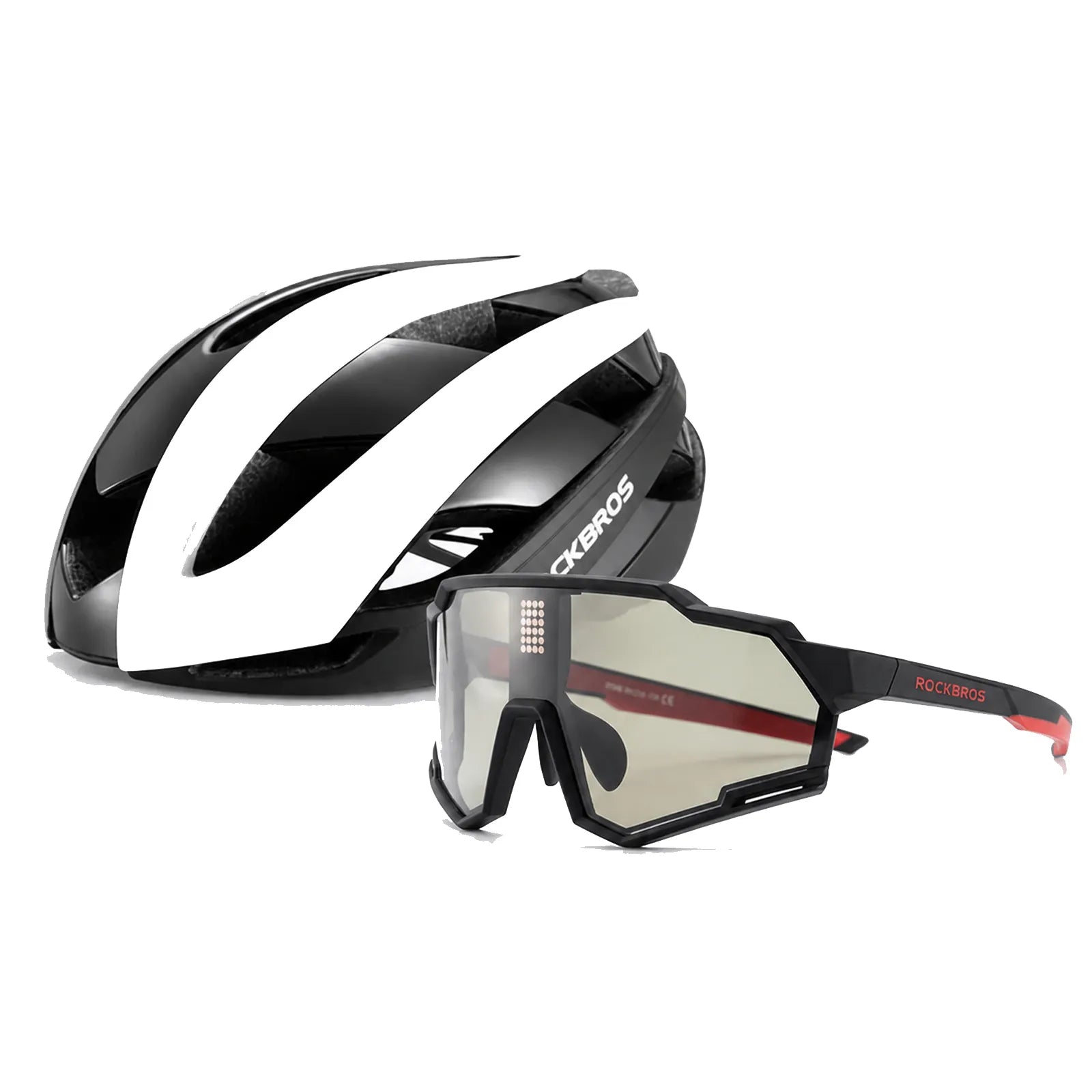 ROCKBROS cycling helmet and sports eyewear bundle for road cycling
