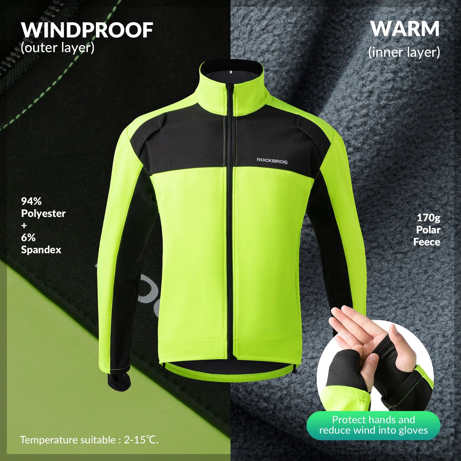Hi-Vis Thermal Cycling Jacket Water-Resistant Fleece Gear for Winter