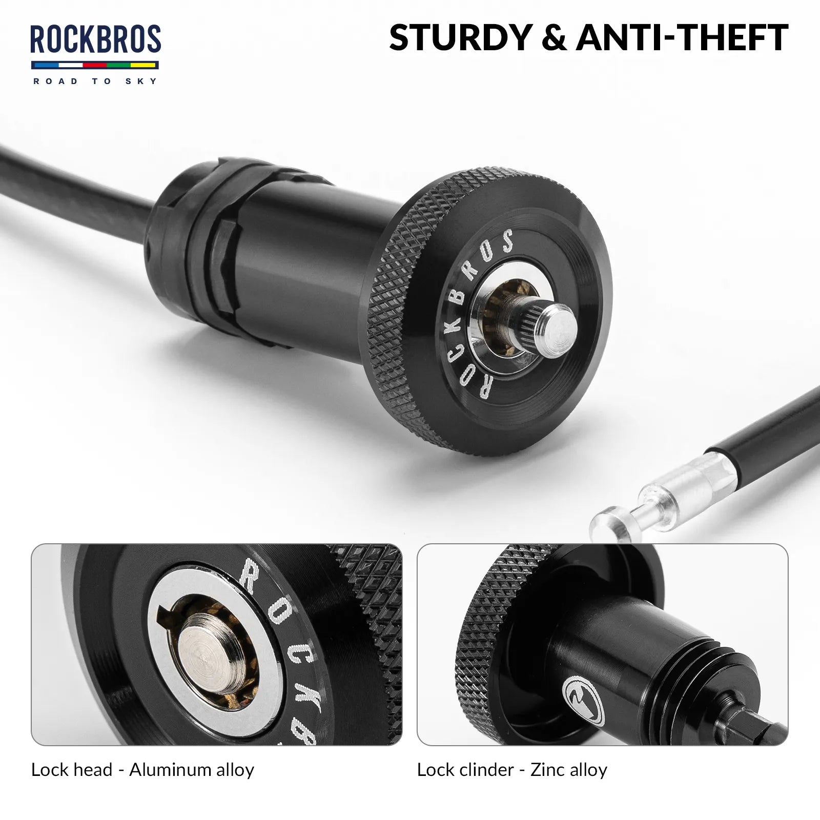 ROCKBROS hidden bar end bike cable lock fully concealed inside a bicycle handlebar grip.