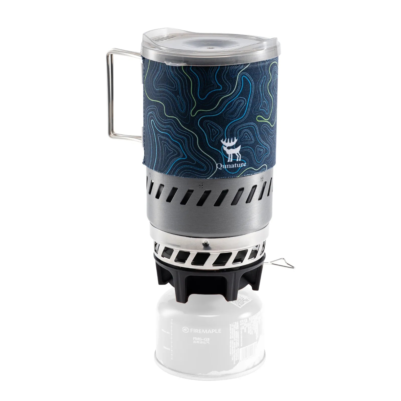 Qunature Portable High-Efficiency Camping Stove System with Integrated Pot for Hiking.
#color_blue