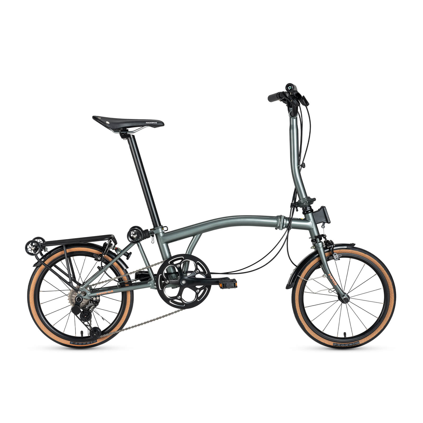 ROCKBROS 16 inch folding bicycle for urban commuting.
#color_steel blue