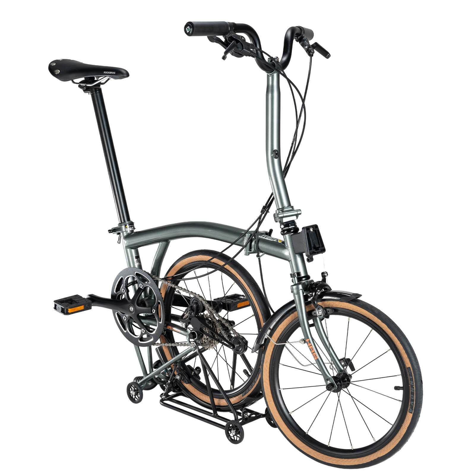 ROCKBROS 16 inch folding bicycle for urban commuting.
#color_ice cloud grey