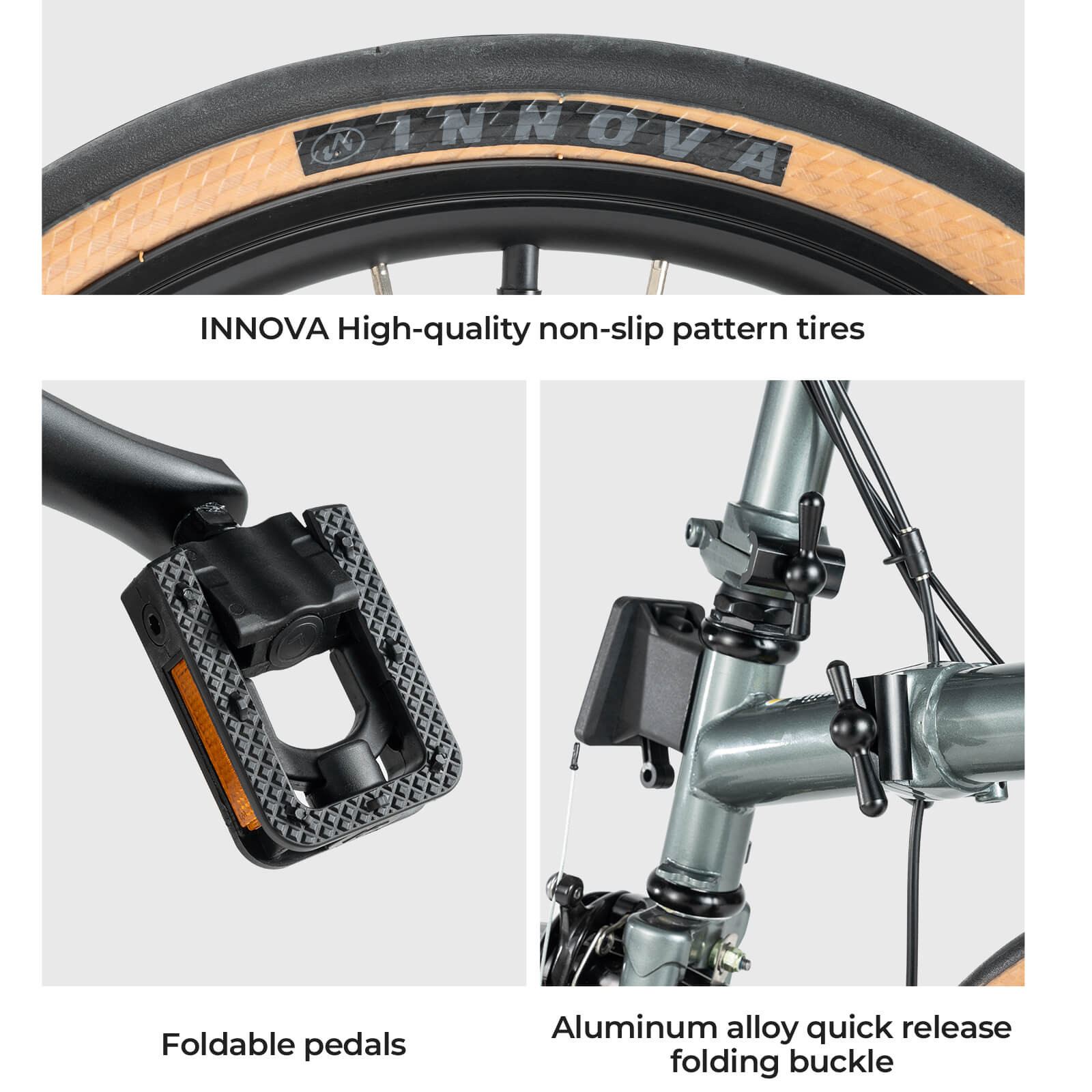 ROCKBROS HRS Folding Bike 16 Inch - Wheel and Brake Close-up